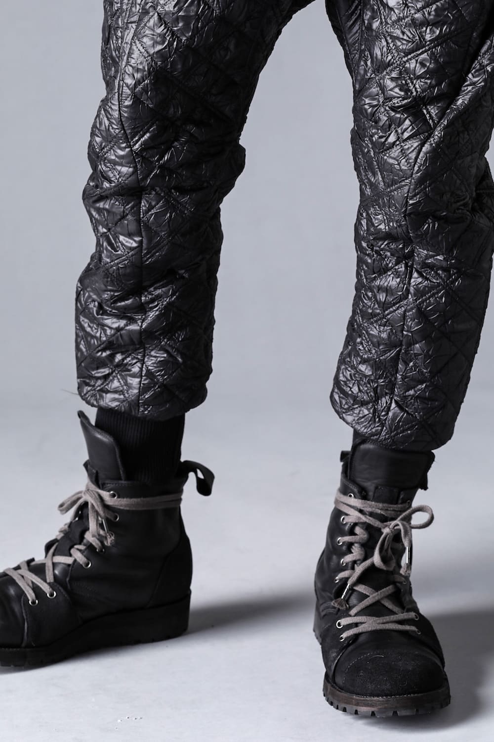 Horse Leather Lace Up Sneaker Boots  Black