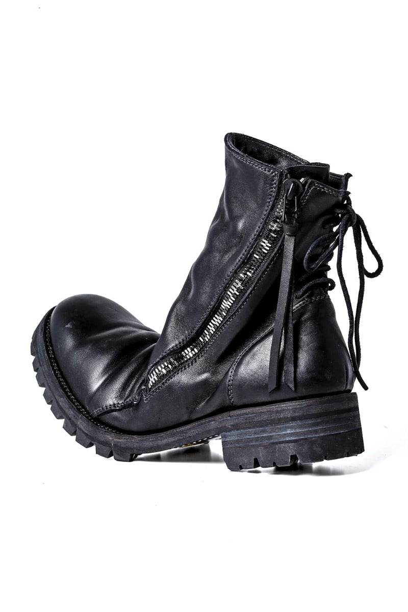 Horse Leather Back Lace-up Boots