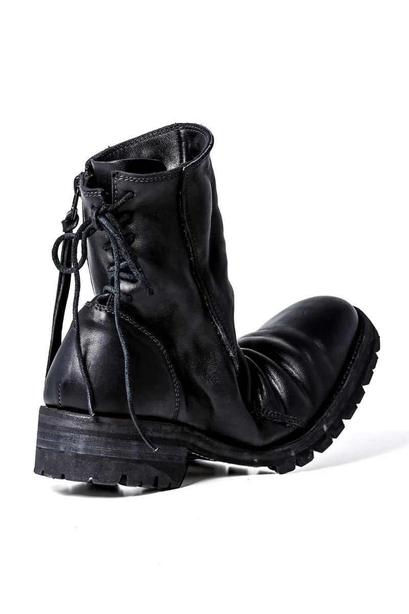 Horse Leather Back Lace-up Boots