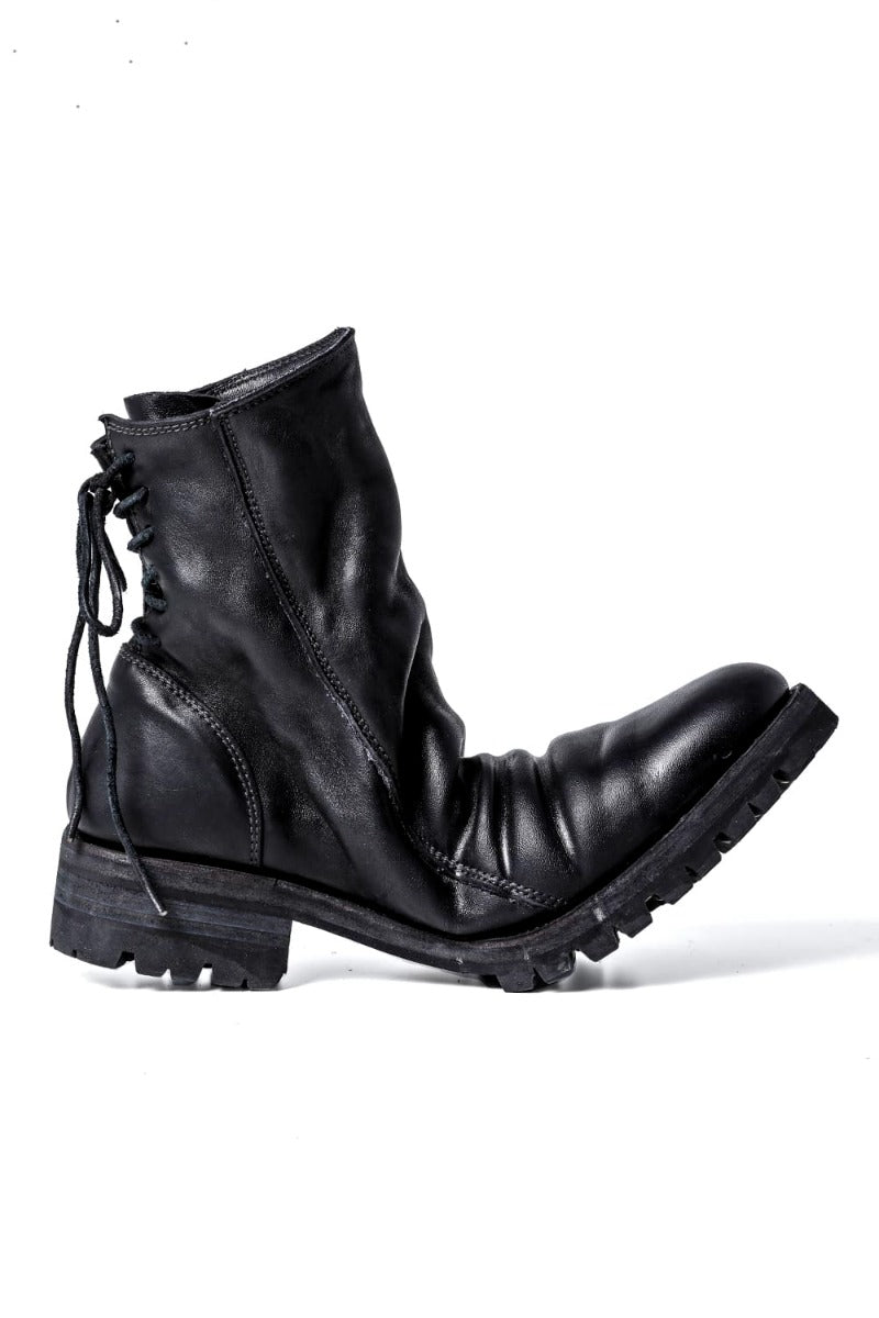 Horse Leather Back Lace-up Boots