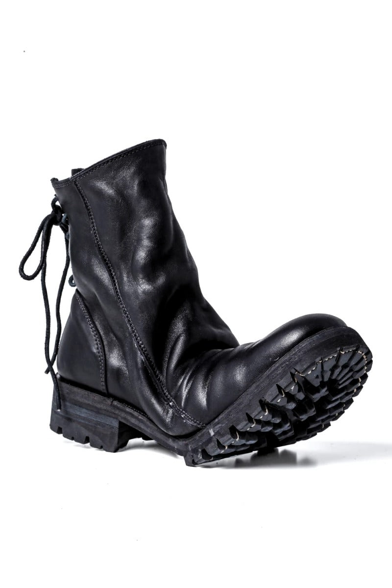 Horse Leather Back Lace-up Boots