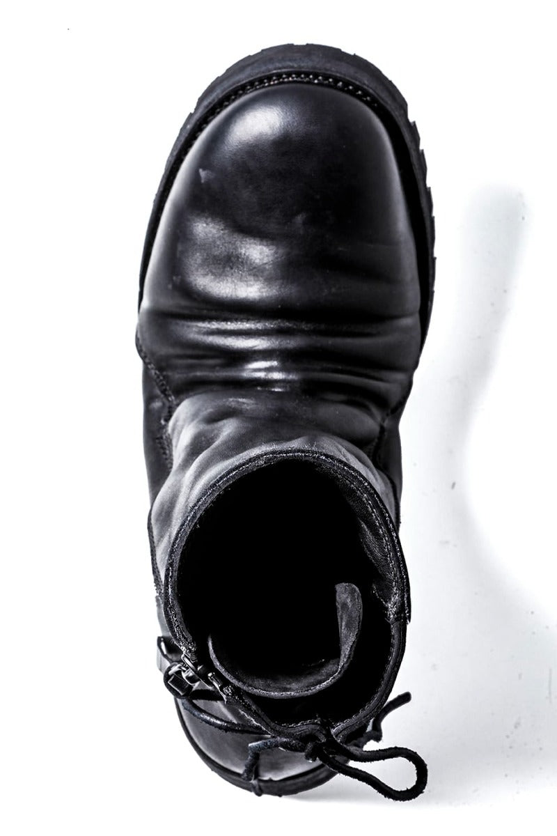 Horse Leather Back Lace-up Boots