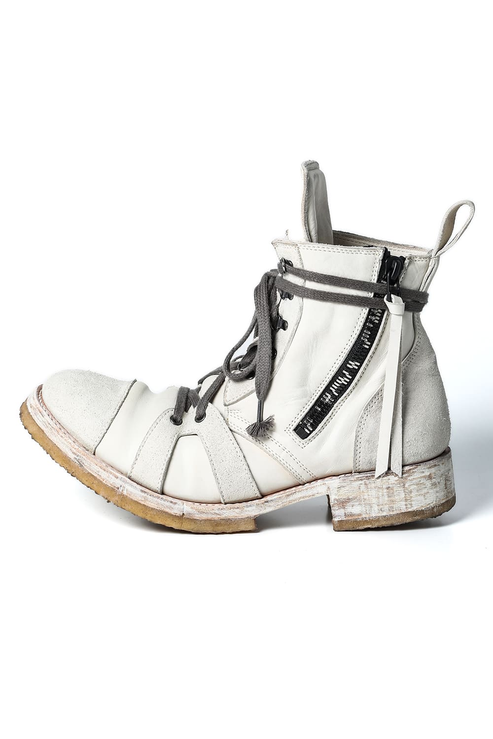 Horse Leather Ankle Boots   Bone White