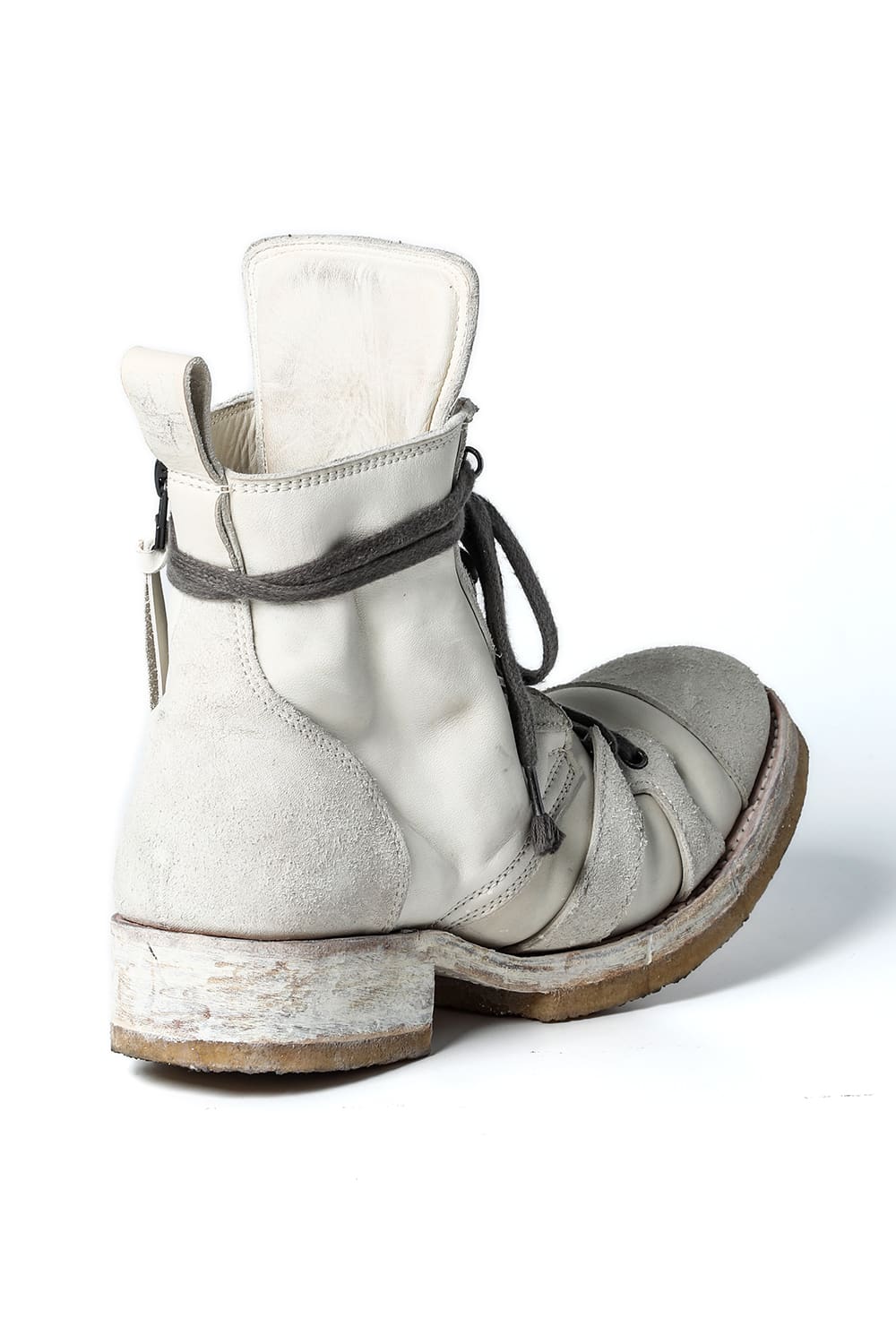 Horse Leather Ankle Boots   Bone White