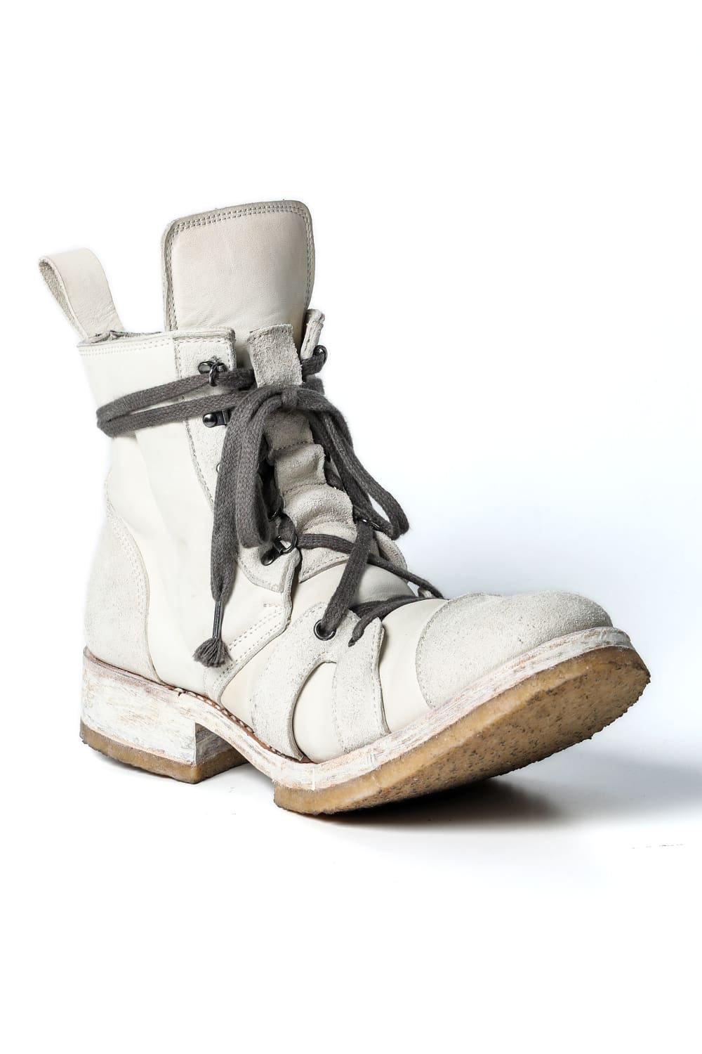 Horse Leather Ankle Boots   Bone White