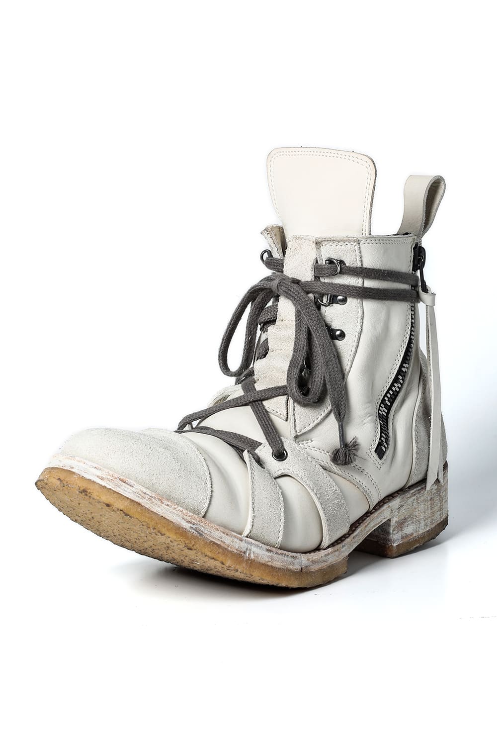 Horse Leather Ankle Boots   Bone White