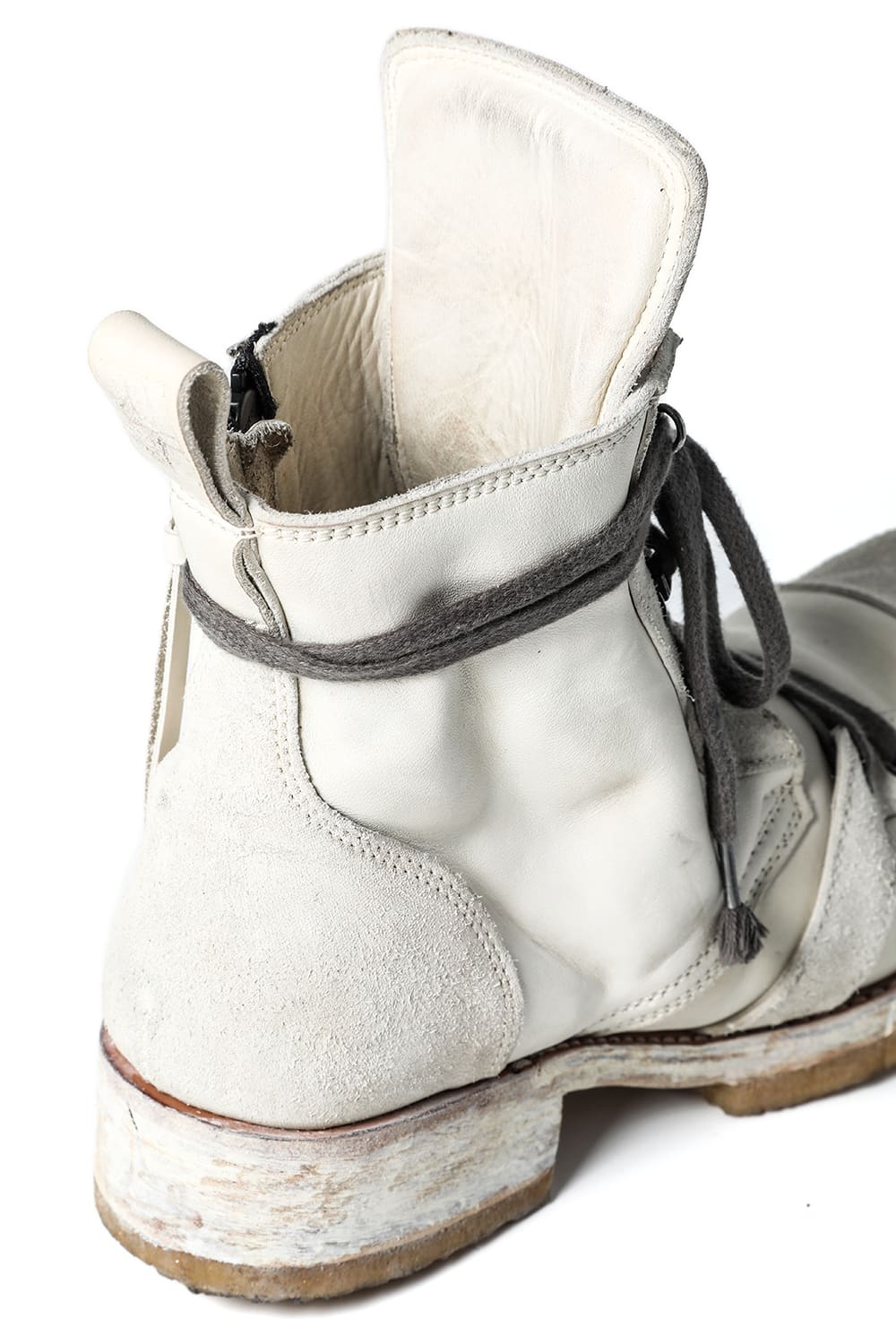 Horse Leather Ankle Boots   Bone White