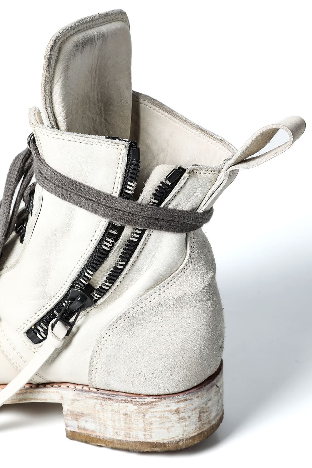 Horse Leather Ankle Boots   Bone White