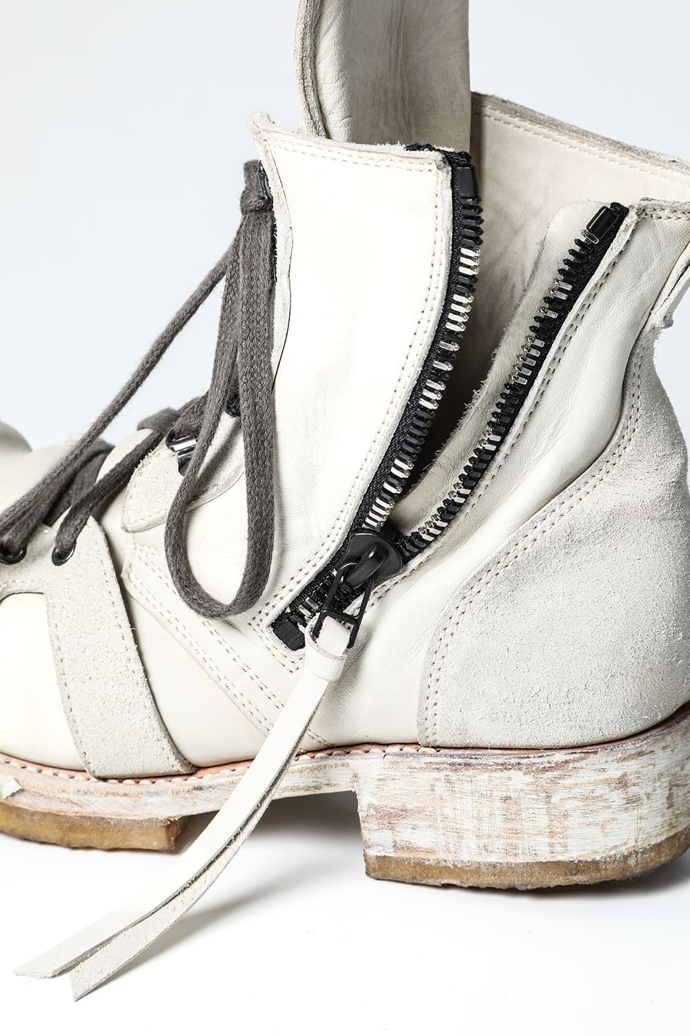 Horse Leather Ankle Boots   Bone White