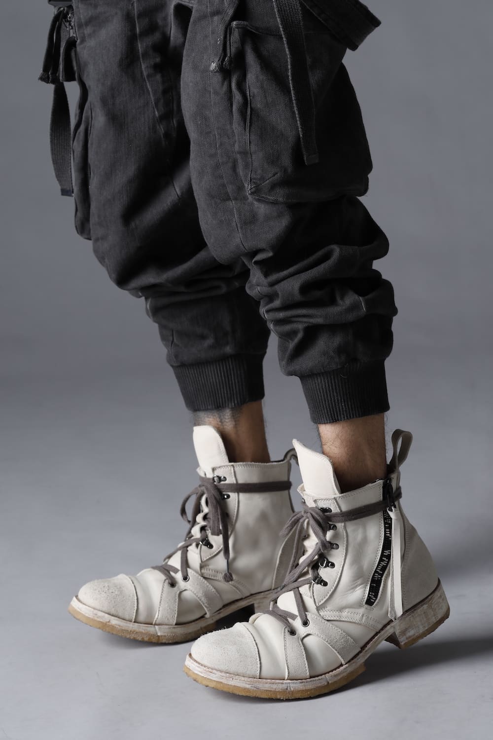 Horse Leather Ankle Boots   Bone White