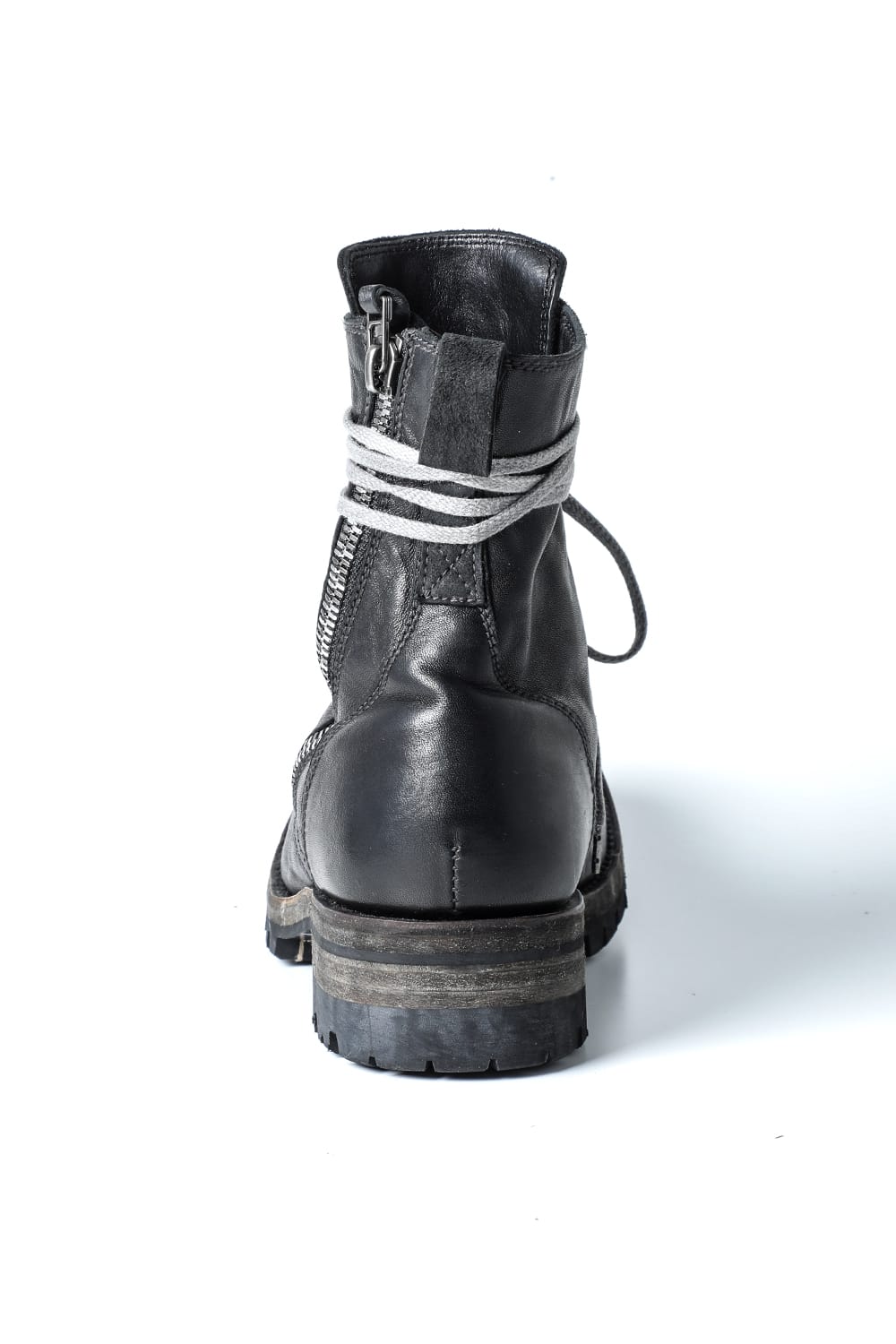 Horse Leather Lace Up Boots  Black