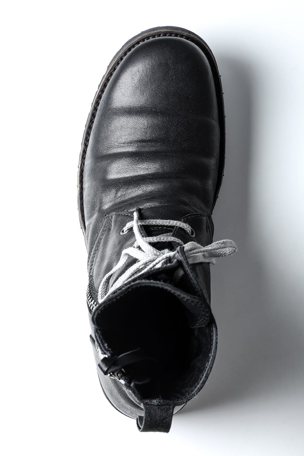 Horse Leather Lace Up Boots  Black