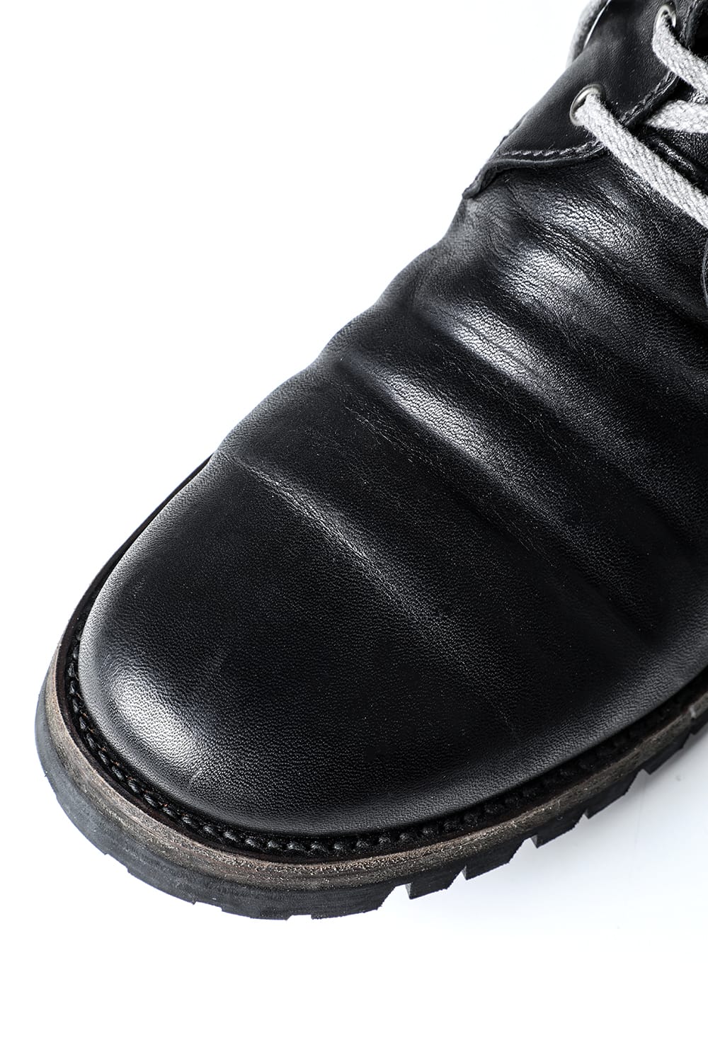 Horse Leather Lace Up Boots  Black