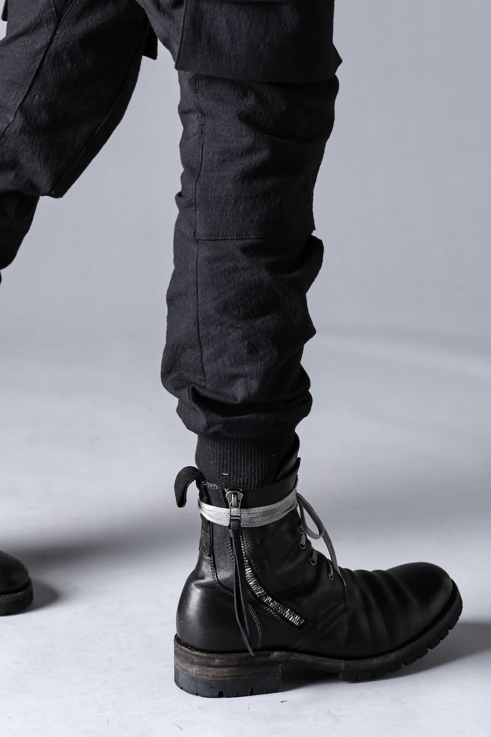 Horse Leather Lace Up Boots  Black