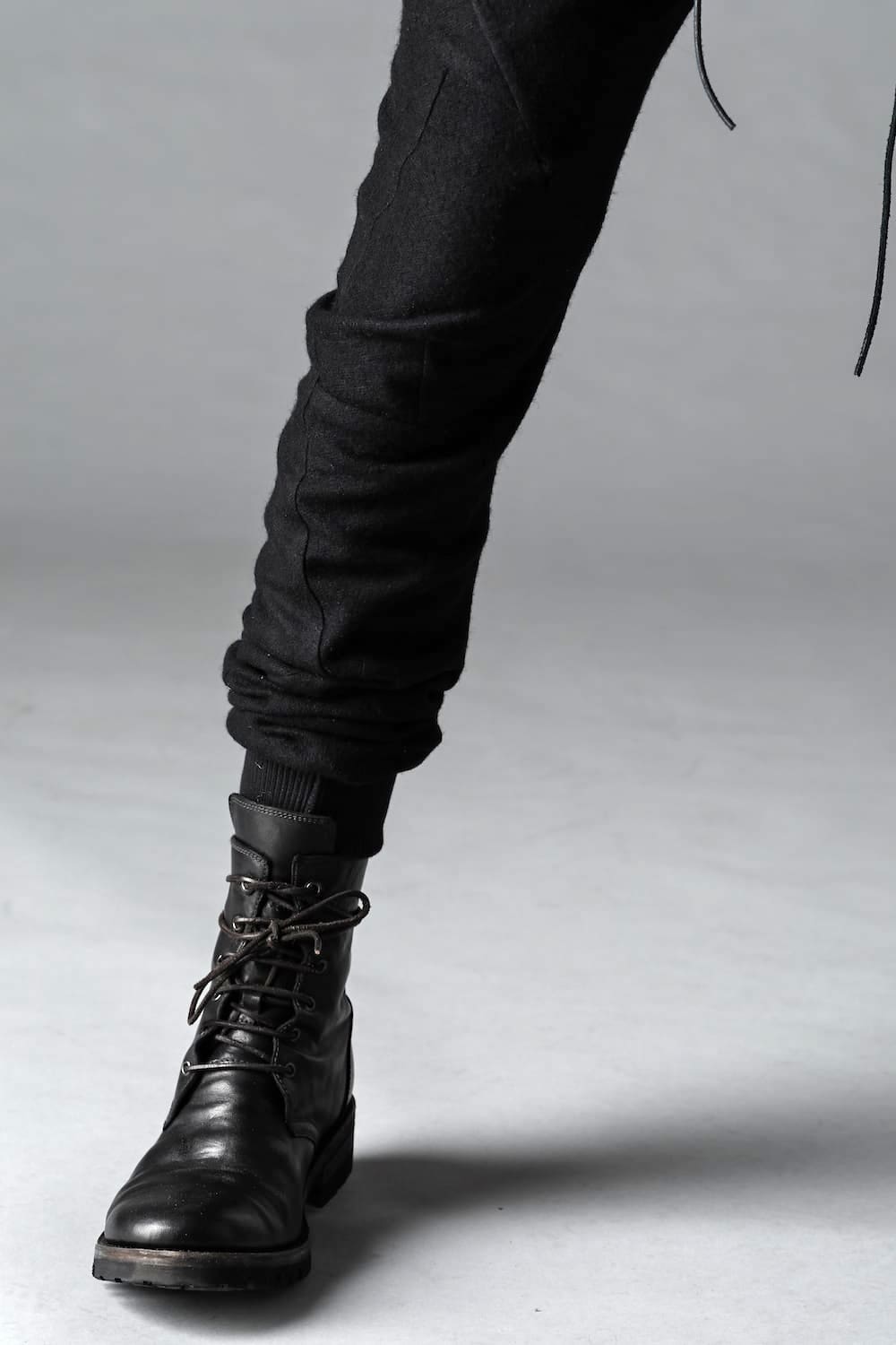 Horse Leather Lace Up Boots  Black