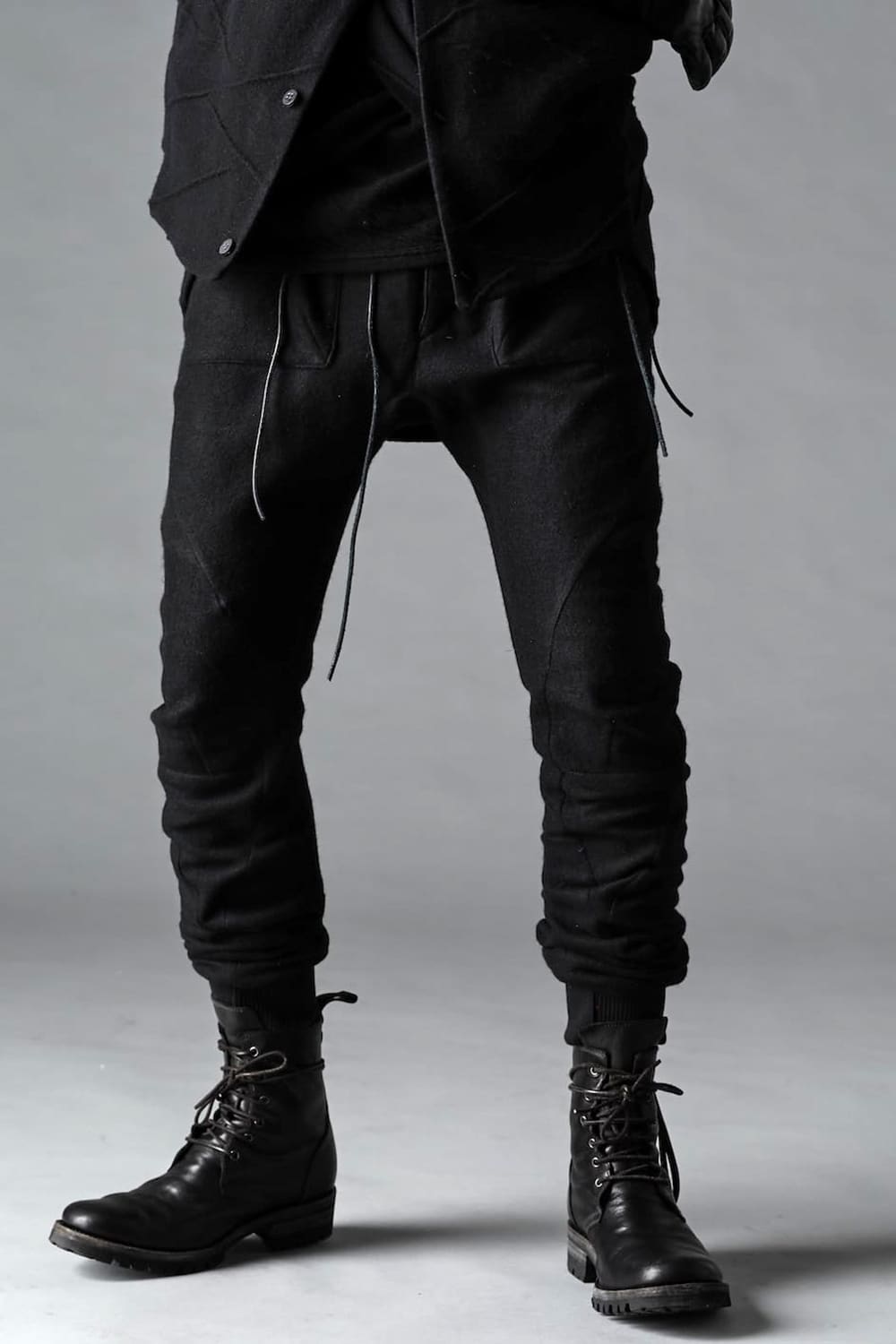 Horse Leather Lace Up Boots  Black