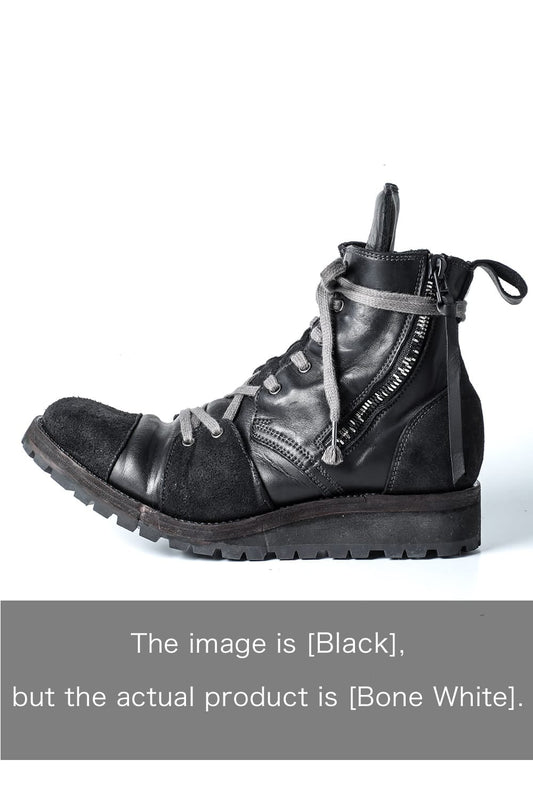 Horse Leather Lace-Up Sneaker Boots   Bone White