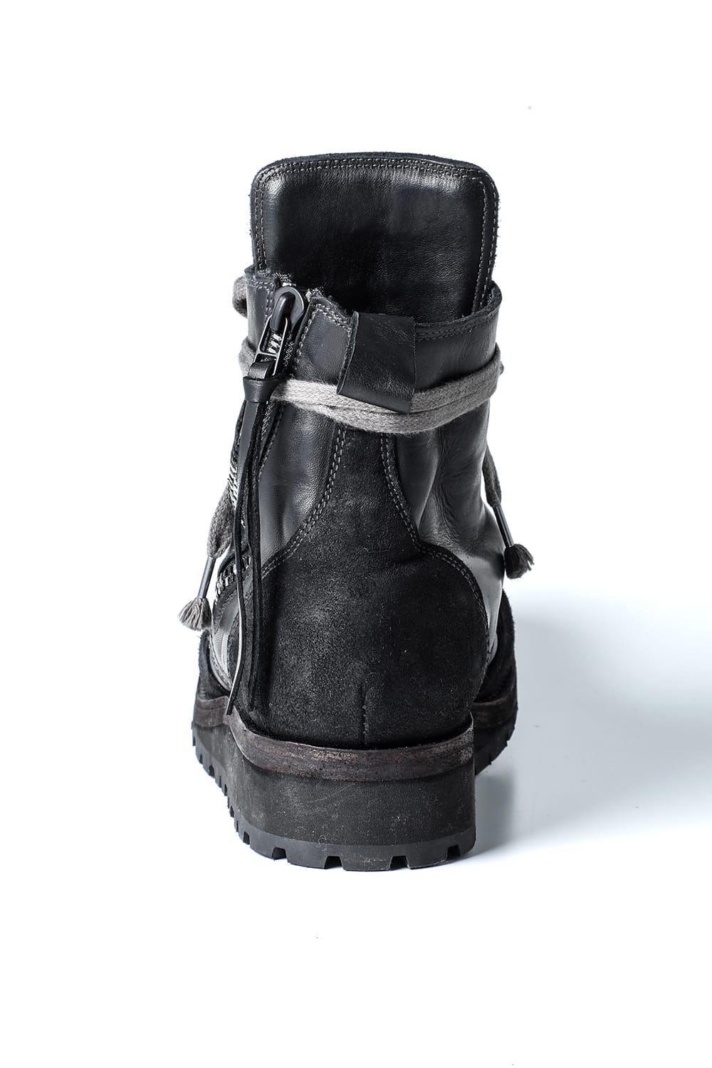 Horse Leather Lace-Up Sneaker Boots   Black