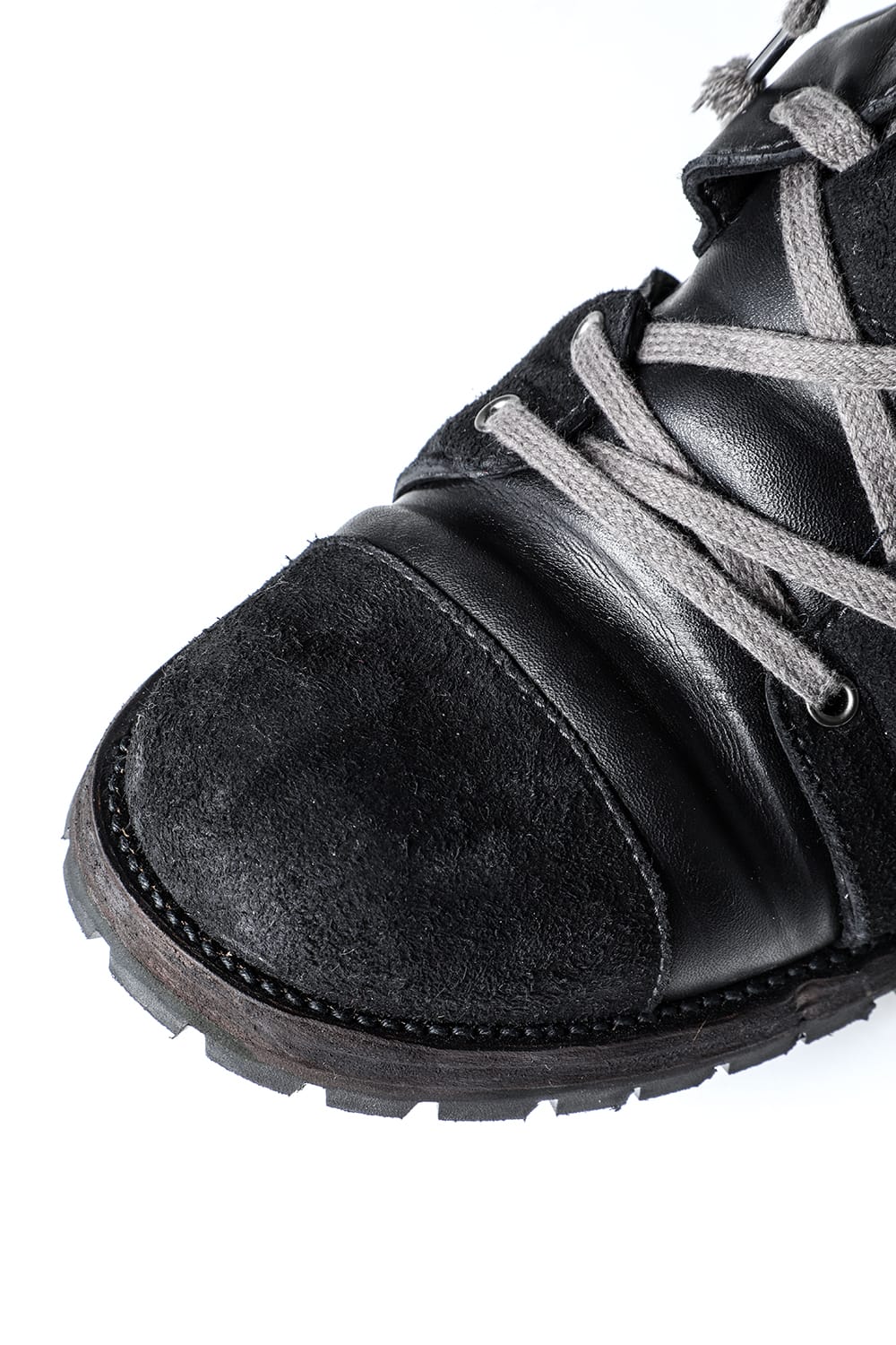 Horse Leather Lace-Up Sneaker Boots   Black