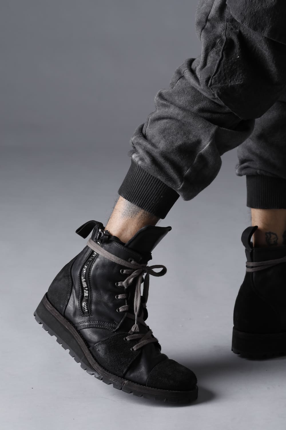 Horse Leather Lace-Up Sneaker Boots   Bone White