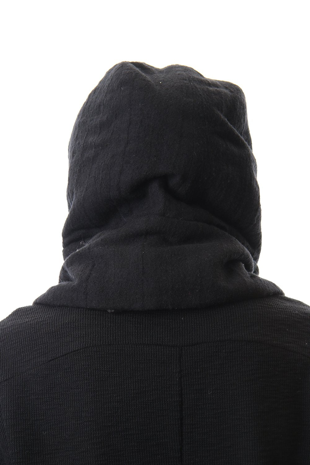 Wool x Rayon x Cotton Jacquard Striped Down Hood Snood