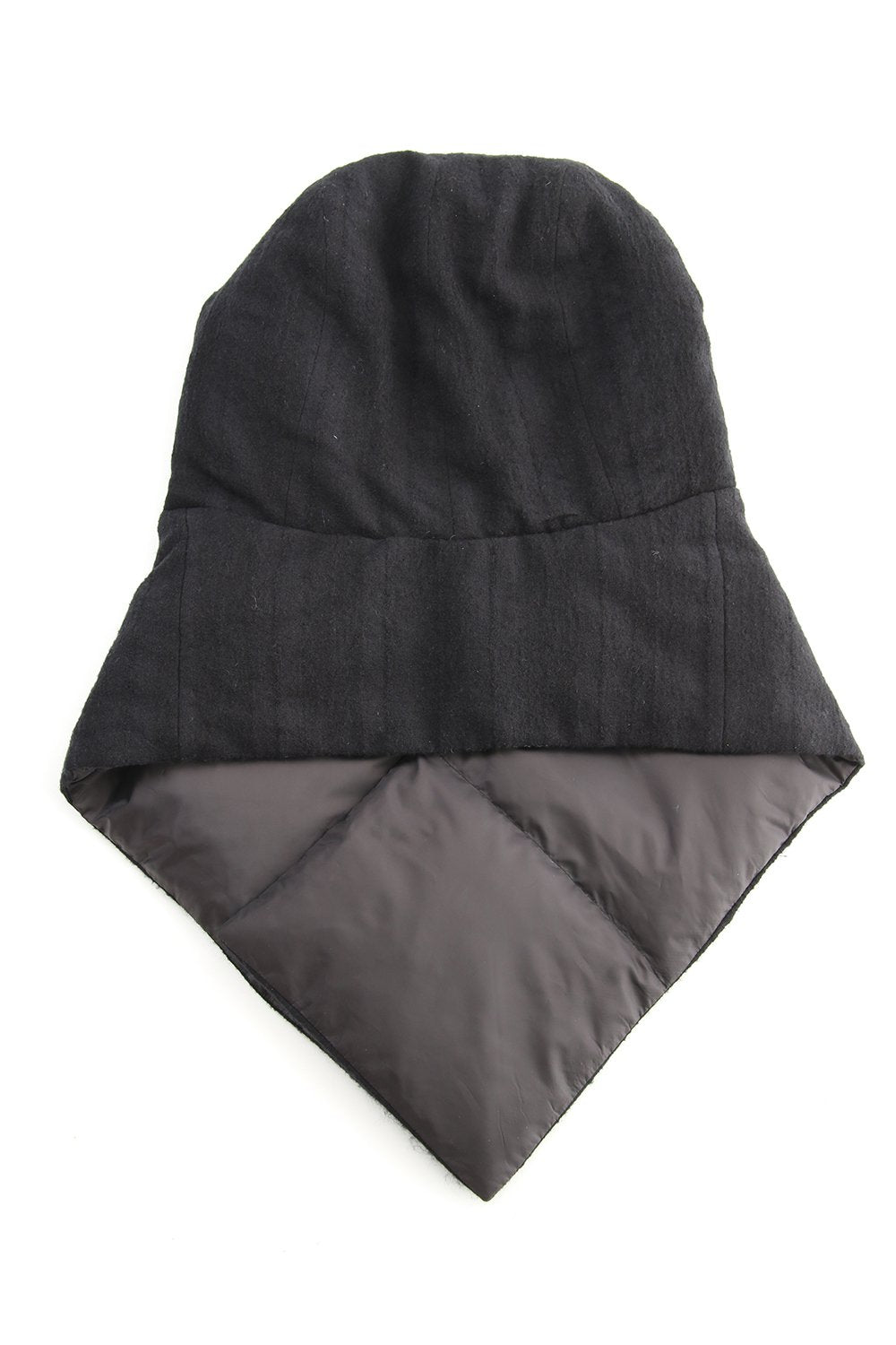 Wool x Rayon x Cotton Jacquard Striped Down Hood Snood