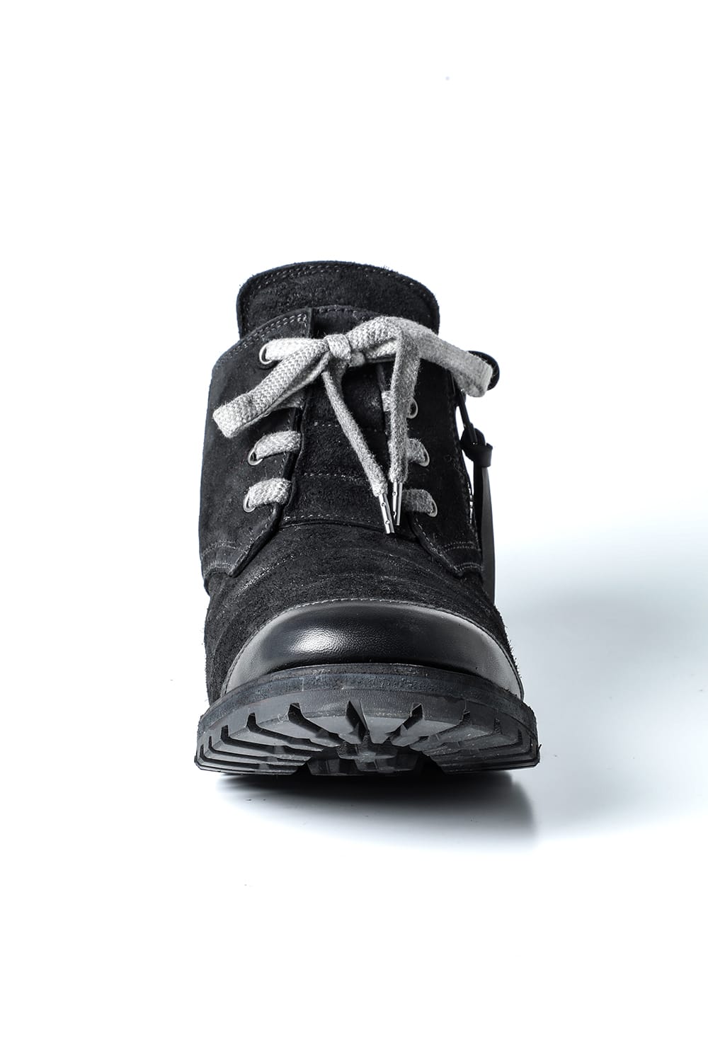 Horse Leather Flat Sole Sneakers Derby Shoes  Black