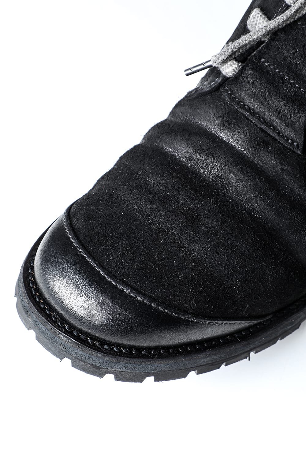 Horse Leather Flat Sole Sneakers Derby Shoes  Black