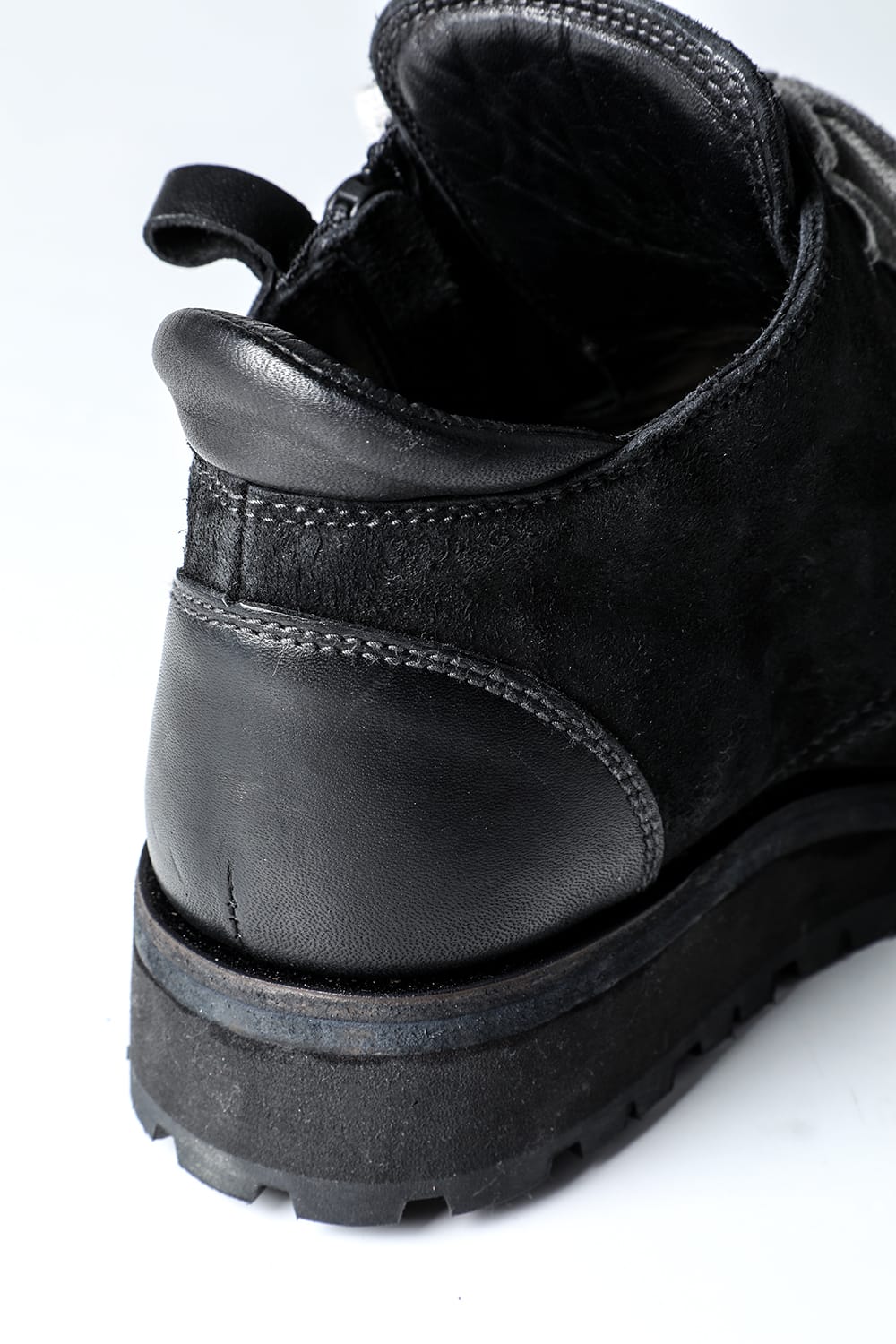 Horse Leather Flat Sole Sneakers Derby Shoes  Black