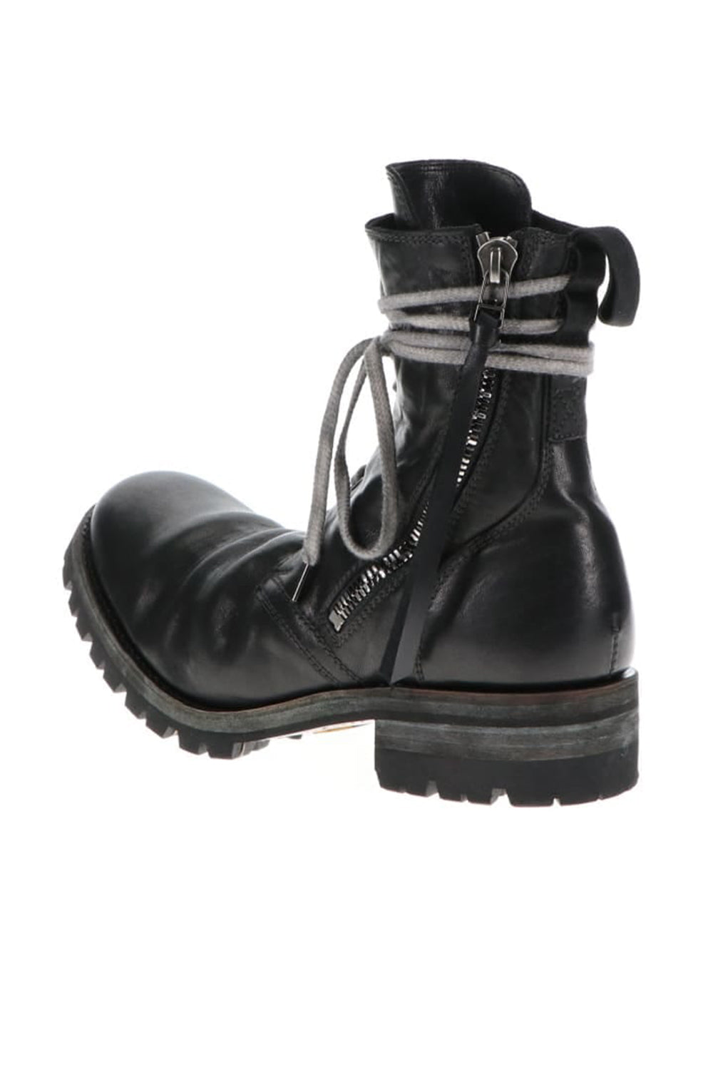 Horse Leathe Lace Up Boots Black