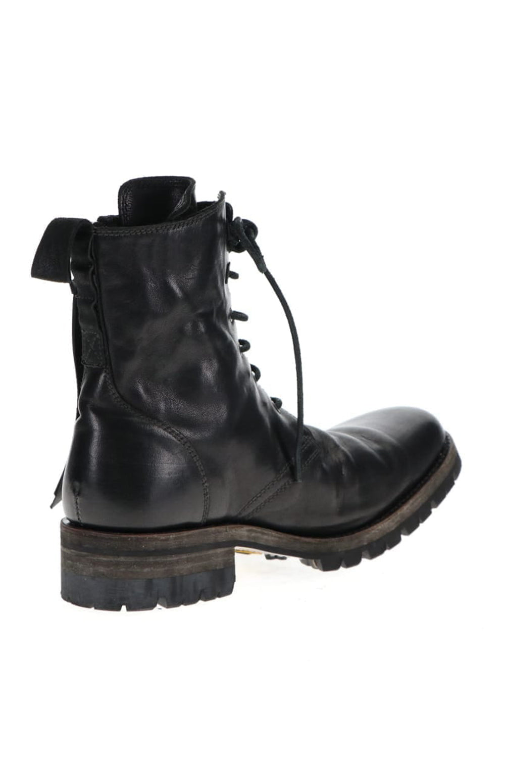 Horse Leathe Lace Up Boots Black