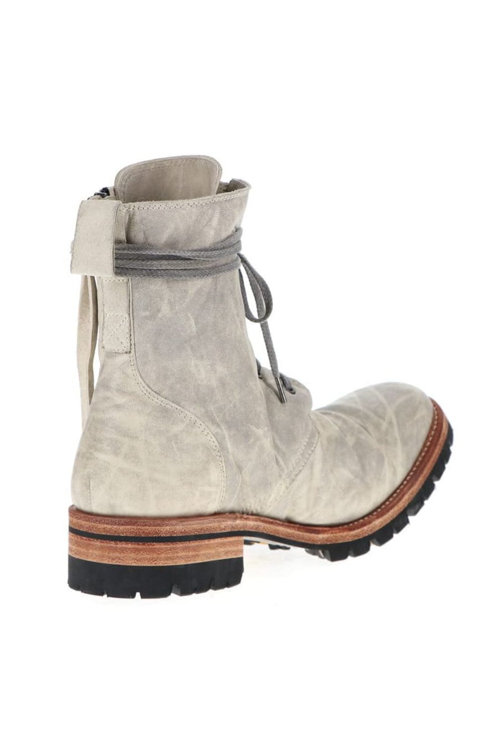 Horse Leathe Lace Up Boots Dusty White