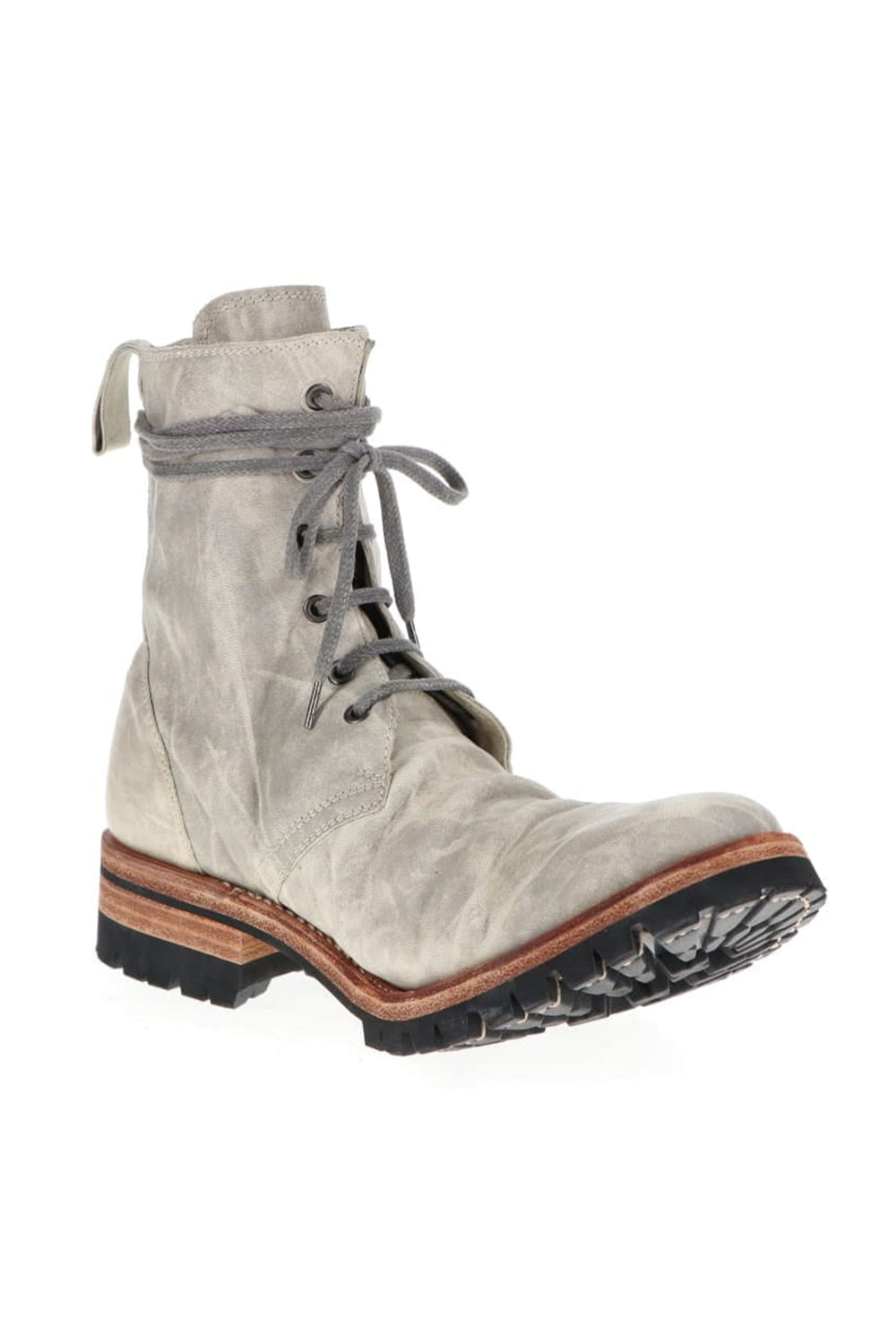 Horse Leathe Lace Up Boots Dusty White