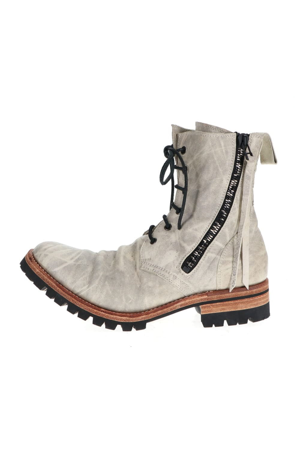 Horse Leathe Lace Up Boots Dusty White