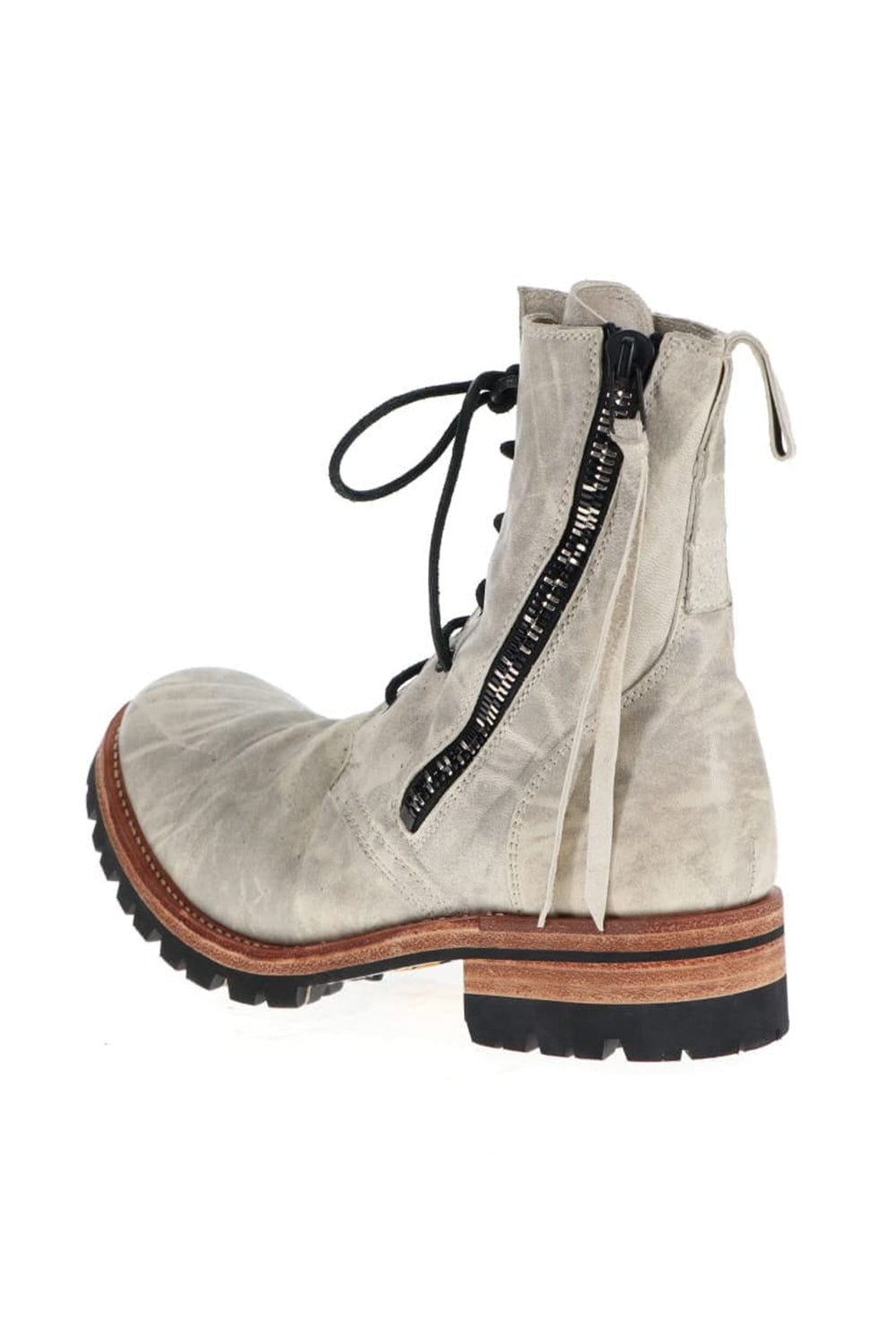 Horse Leathe Lace Up Boots Dusty White