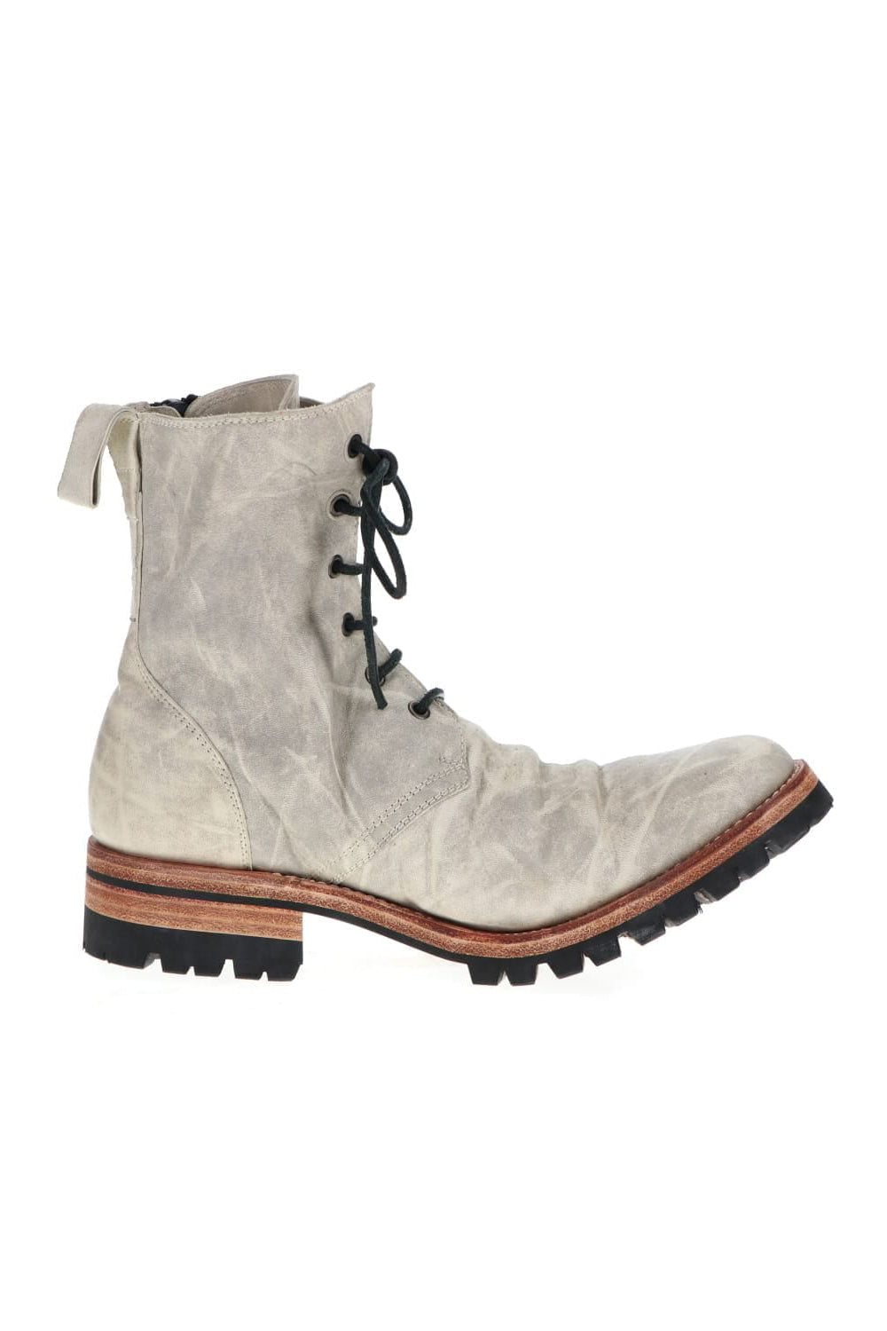 Horse Leathe Lace Up Boots Dusty White