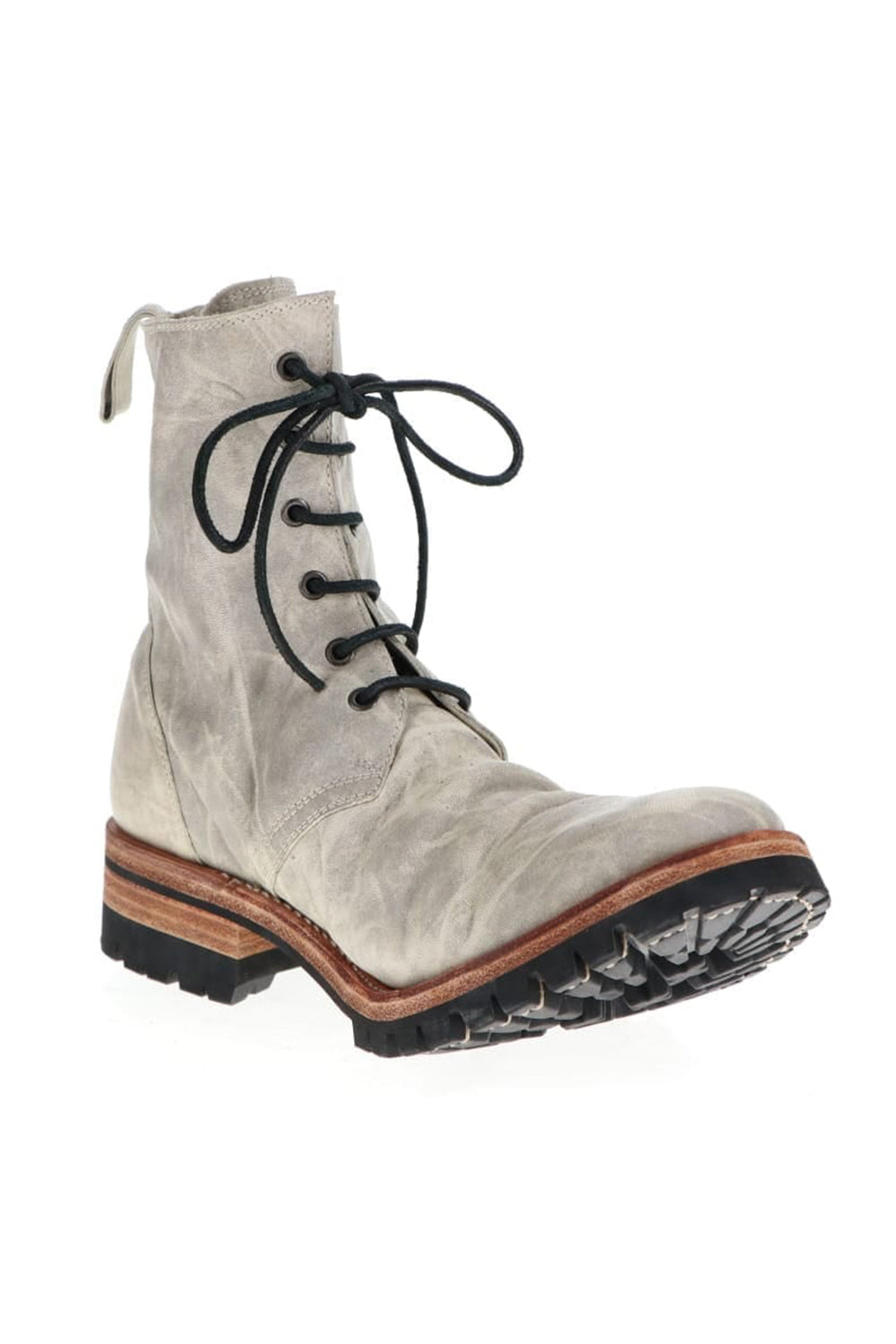 Horse Leathe Lace Up Boots Dusty White