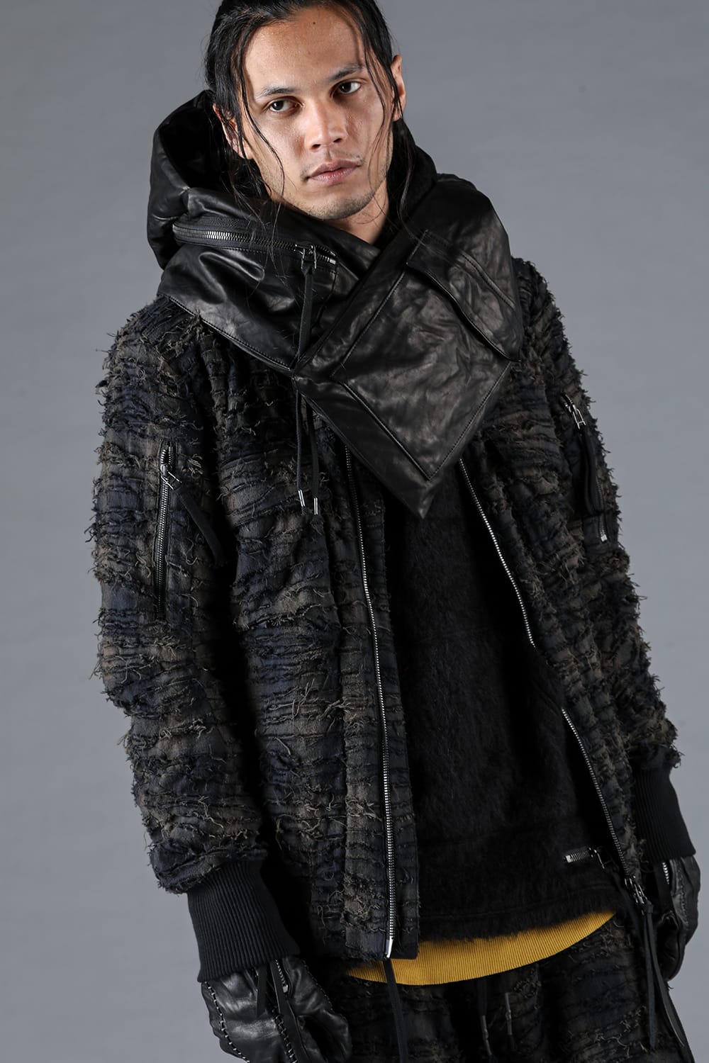 Horse Leather Down Hood Scarf