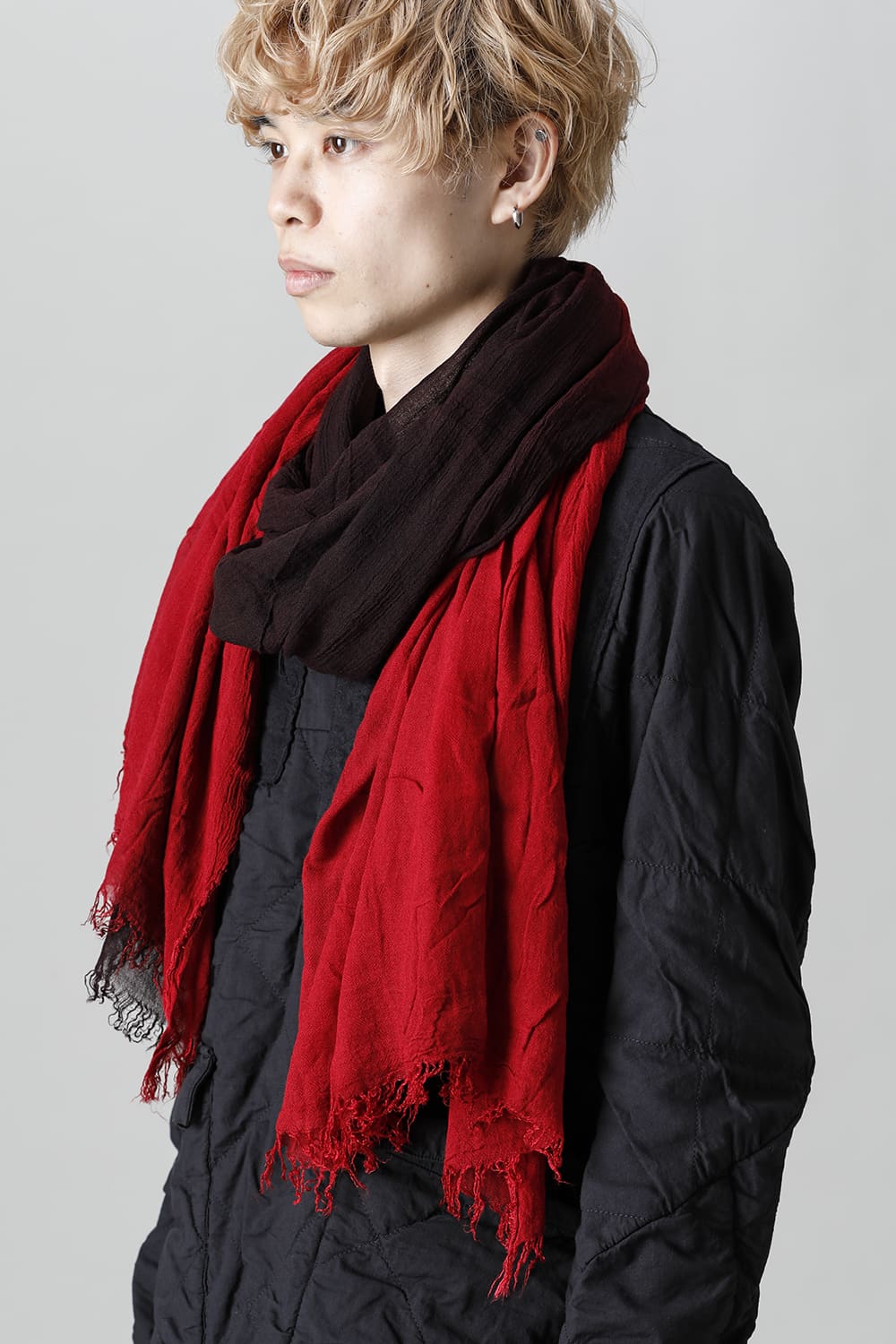 Silk Rayon Gradation Dye Stole Red