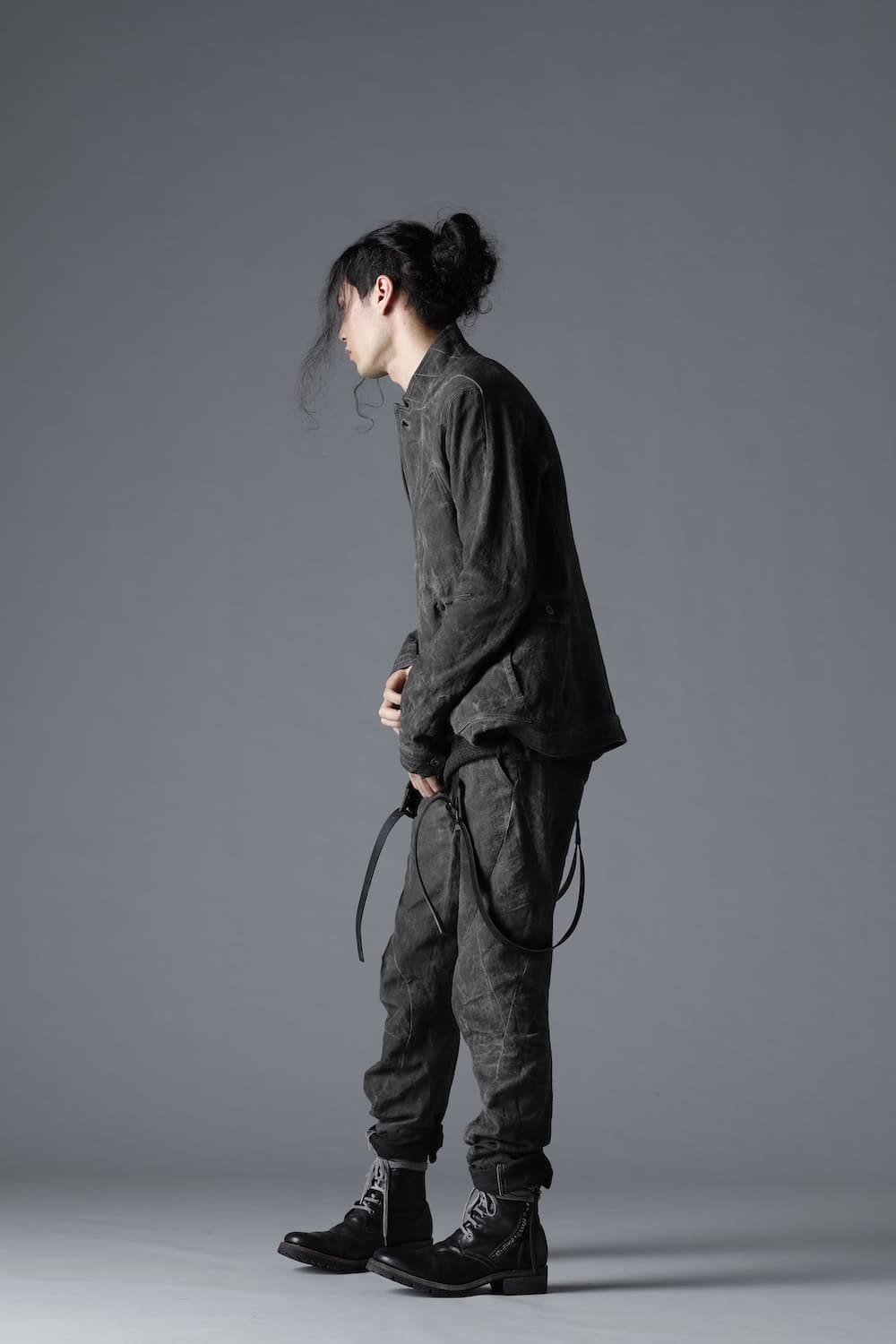 Leather Narrow Suspender Black