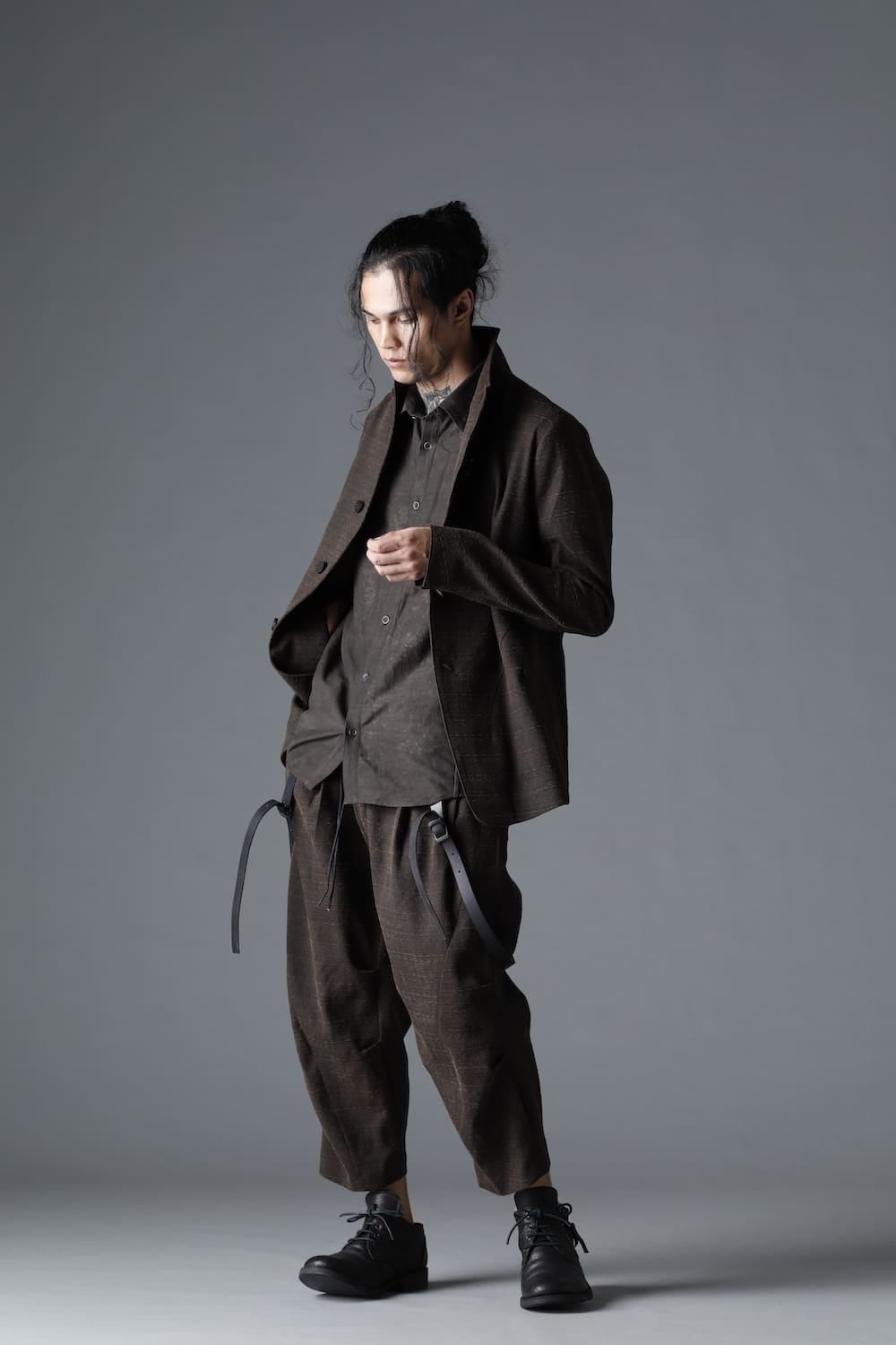 Leather Narrow Suspender Black