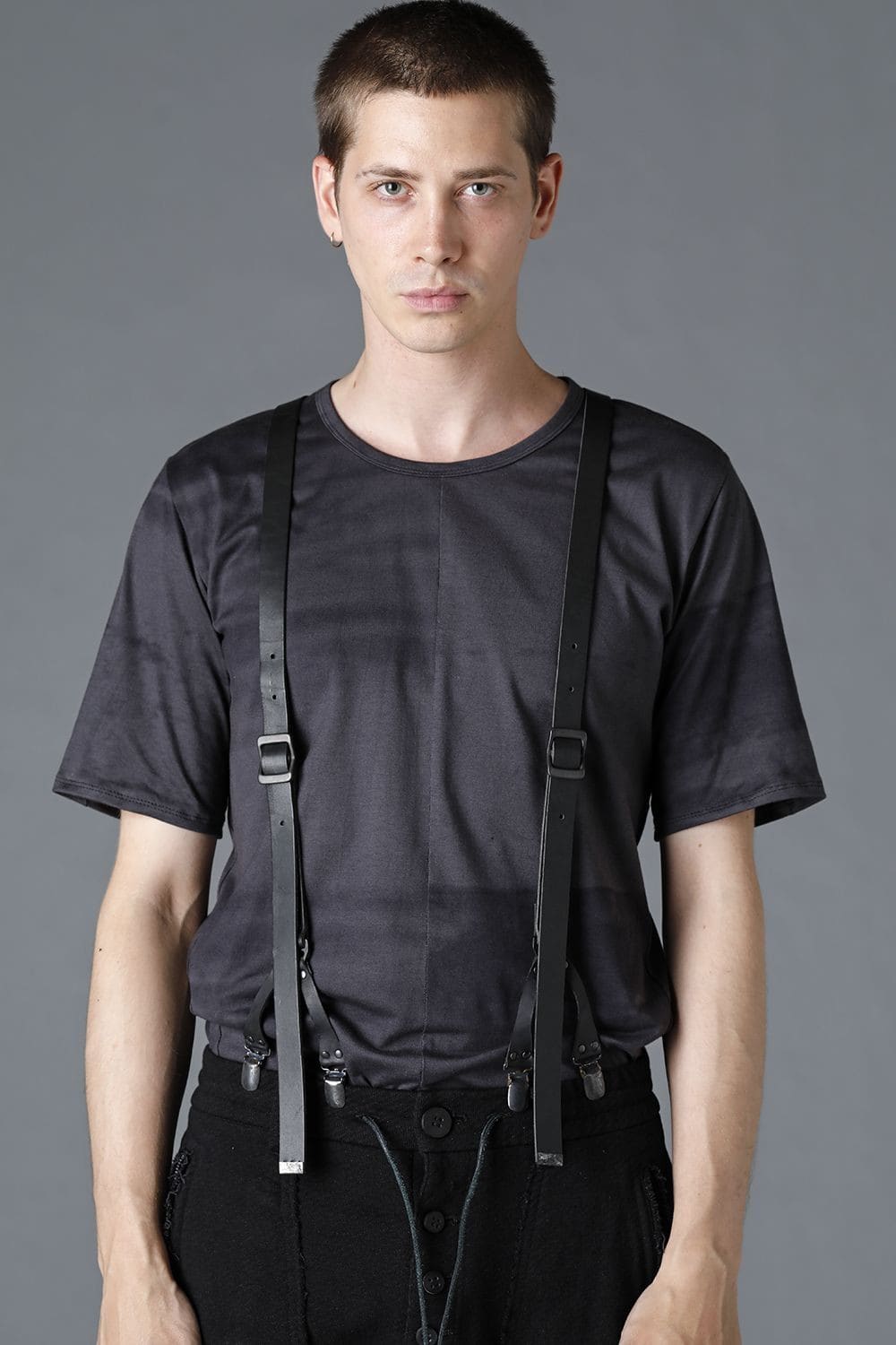 Leather Narrow Suspender Black