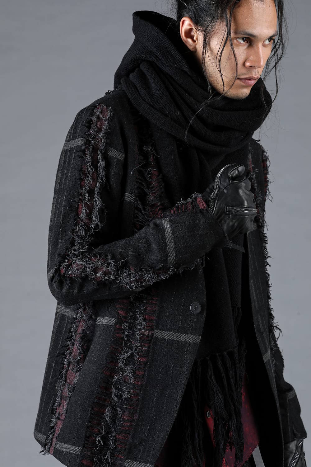 Merino Wool Knit Hood Long Scarf