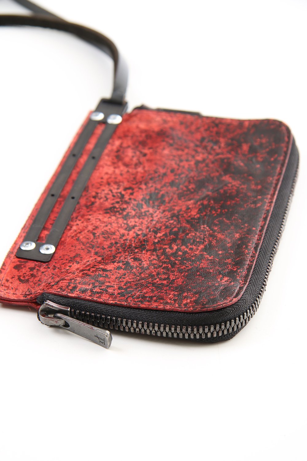 Dusty Leaf Horse Leather Neck Wallet Red