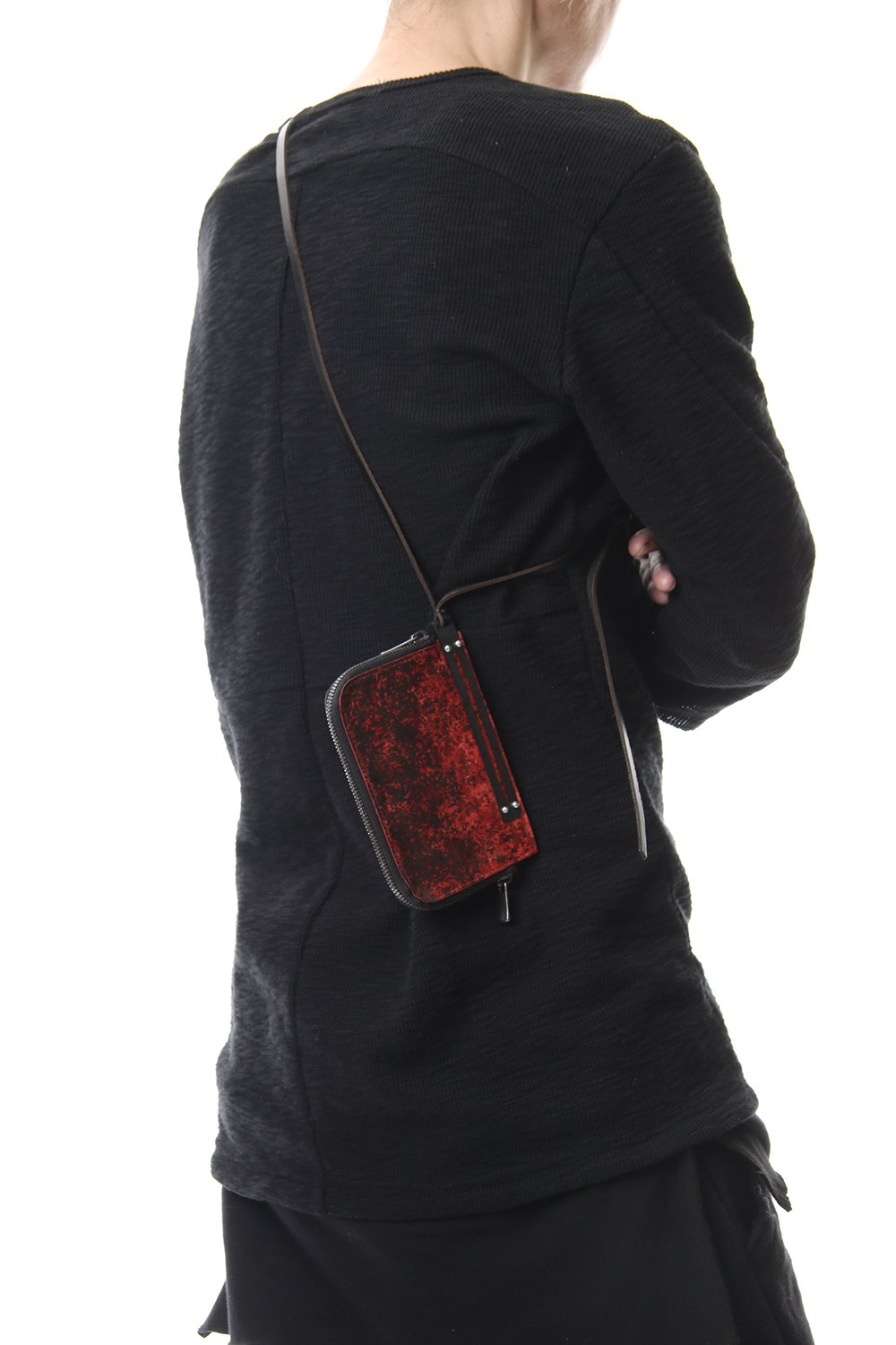 Dusty Leaf Horse Leather Neck Wallet Red