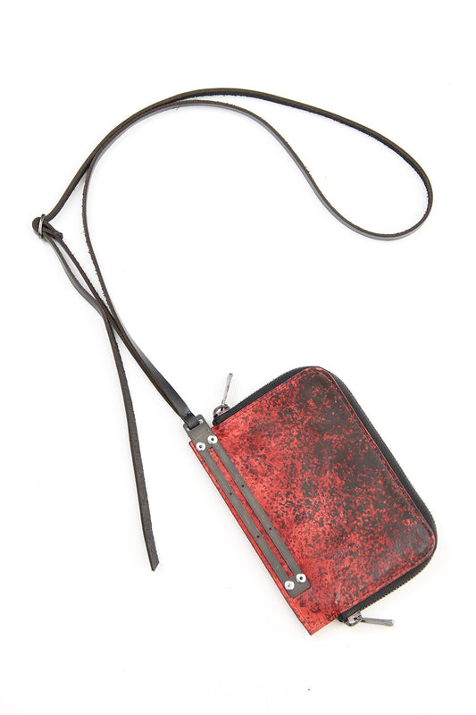 Dusty Leaf Horse Leather Neck Wallet Red