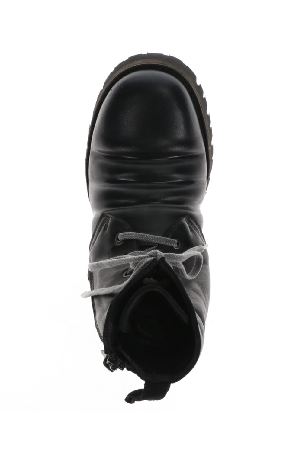 Horse Leather Lace-Up Combat Boots Black