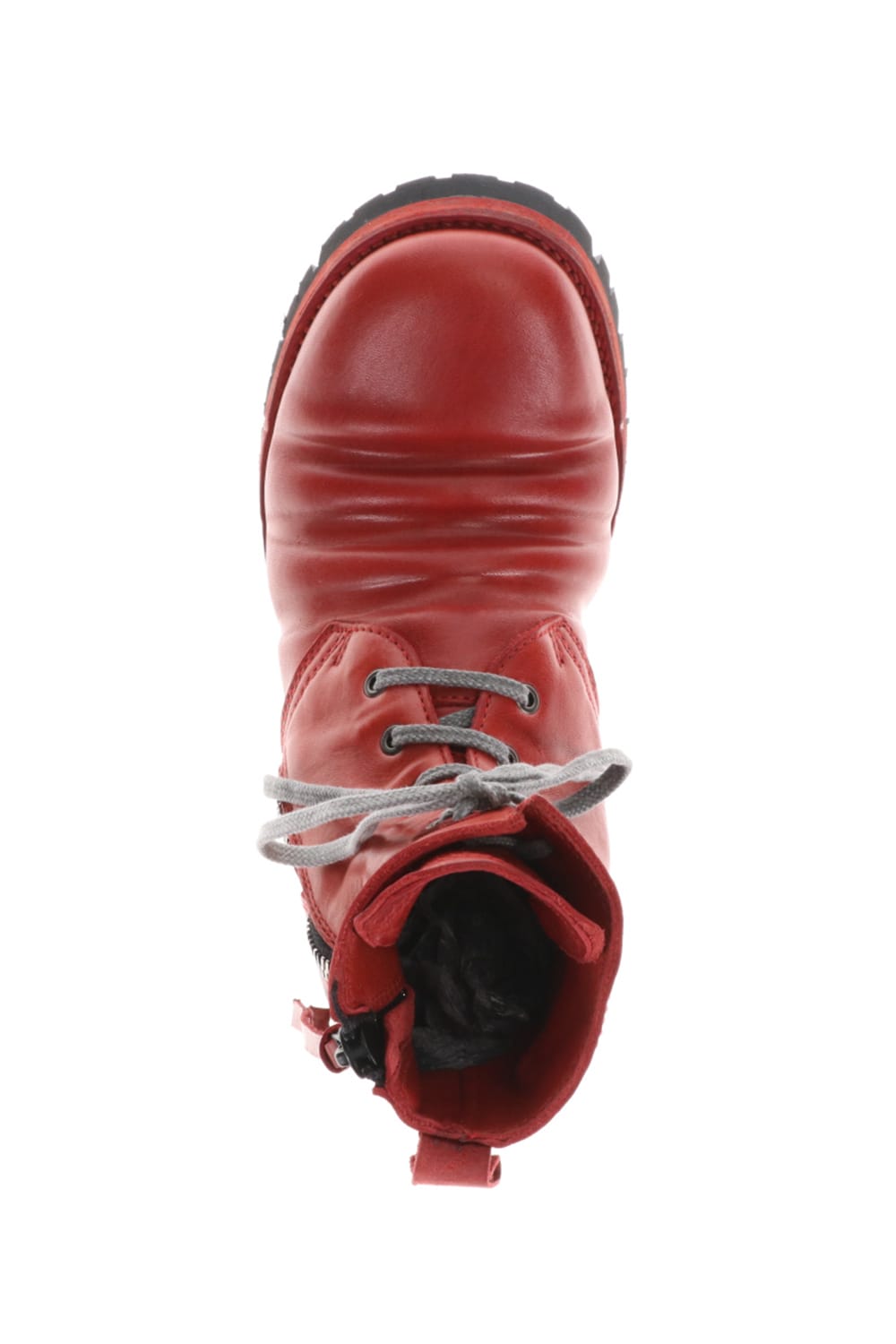 Horse Leather Lace-Up Combat Boots Red