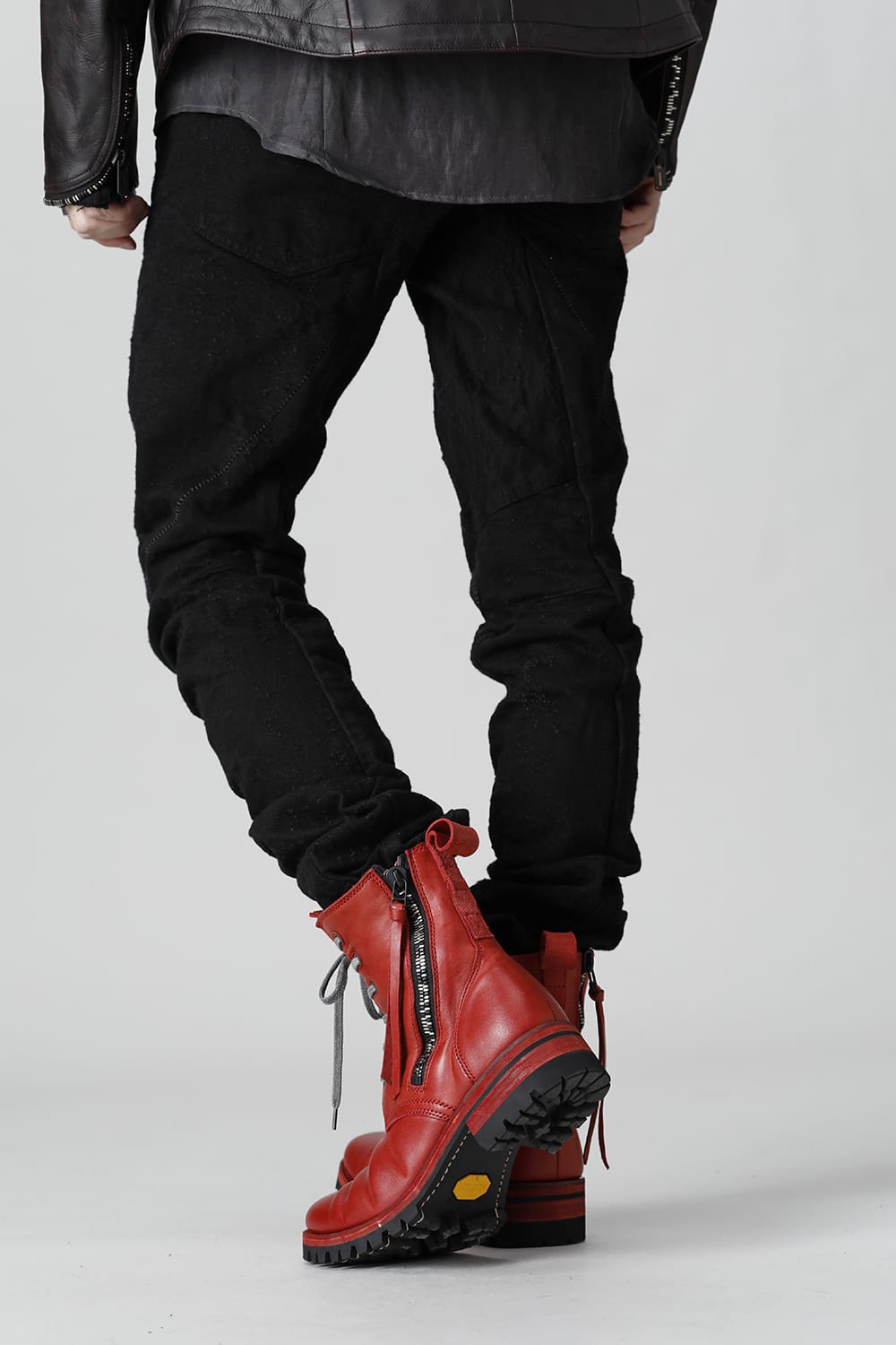 Horse Leather Lace-Up Combat Boots Red