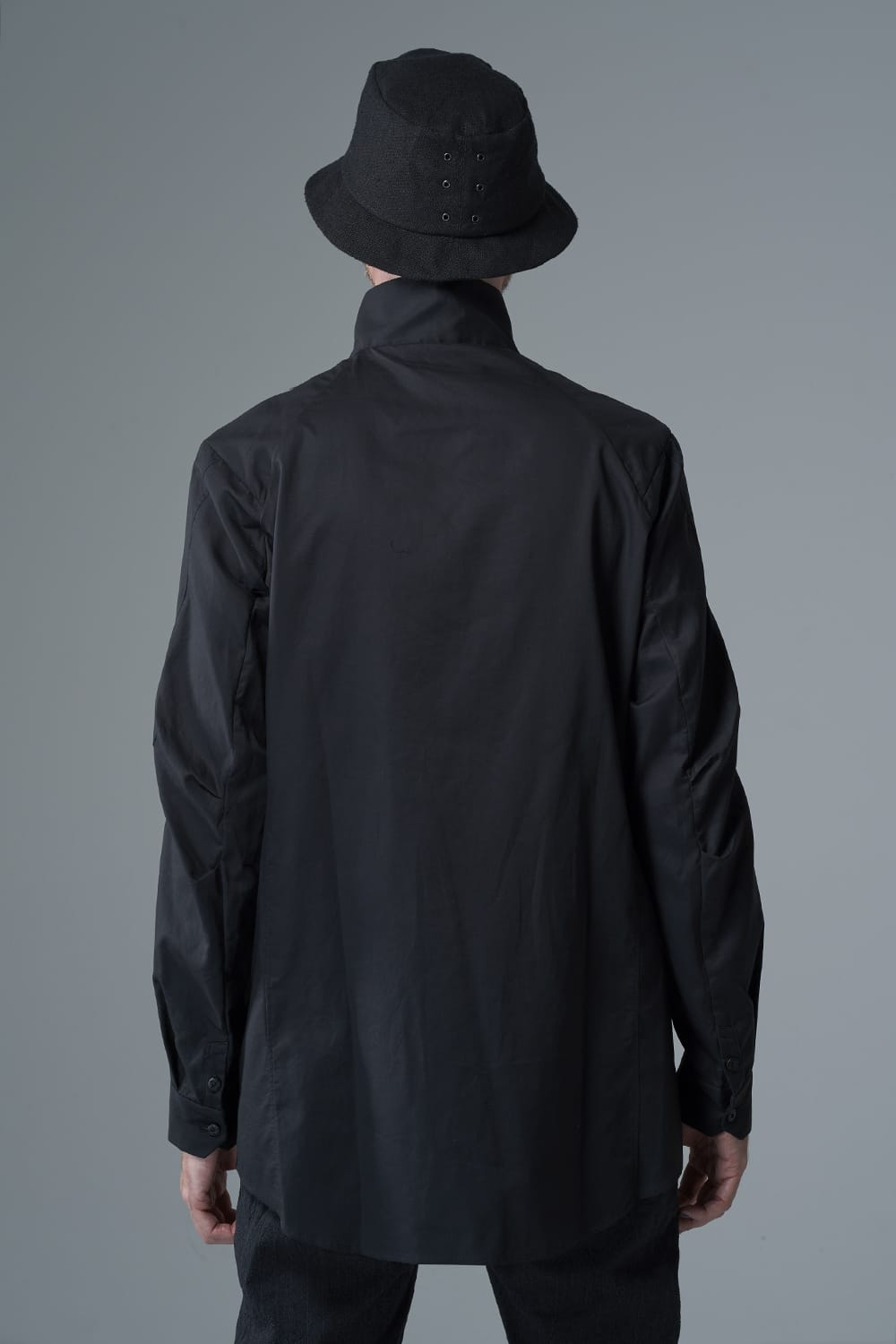 Hight neck shirt 200/2 cotton double weave  Black